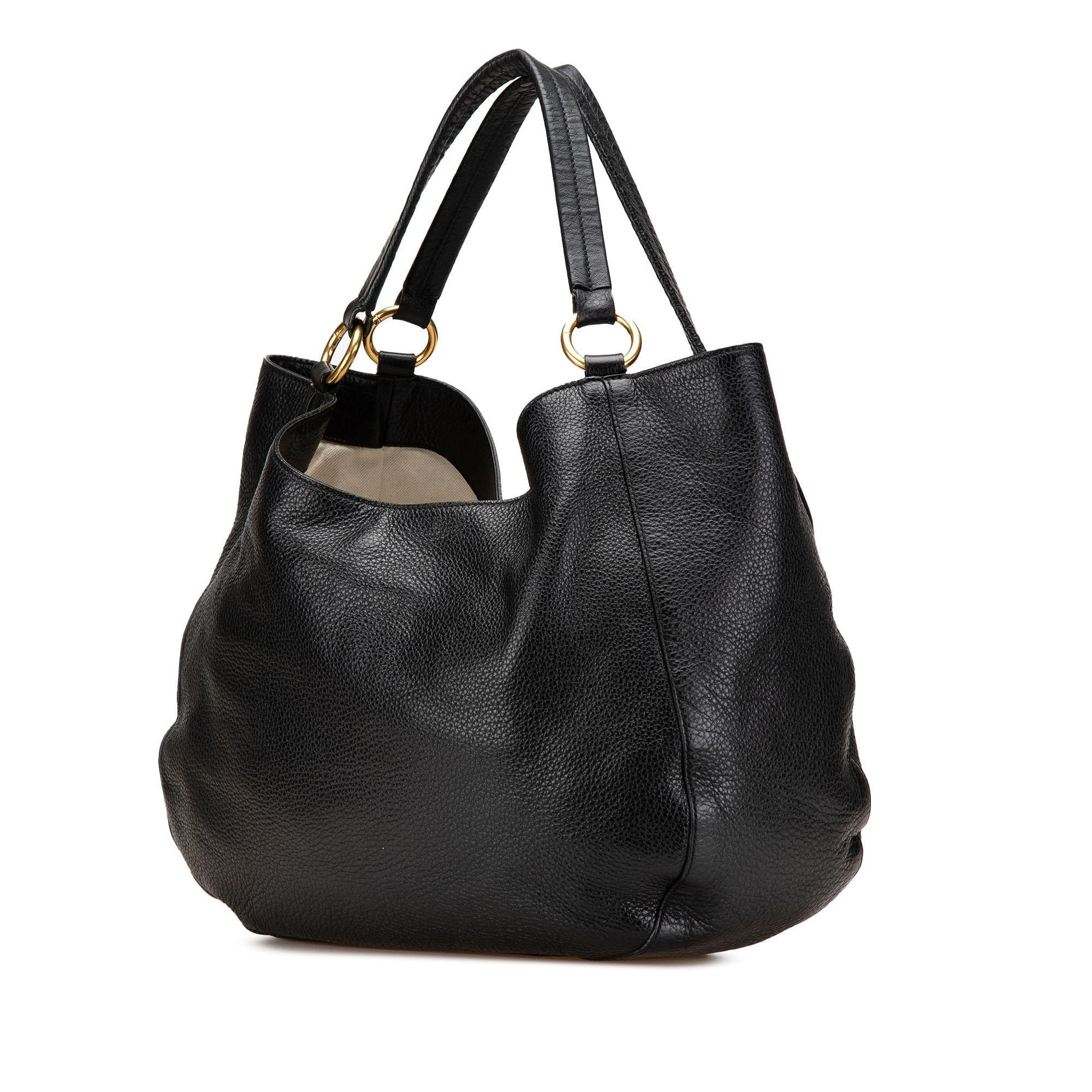 Gucci Medium Pebbled Calfskin Twill Tote