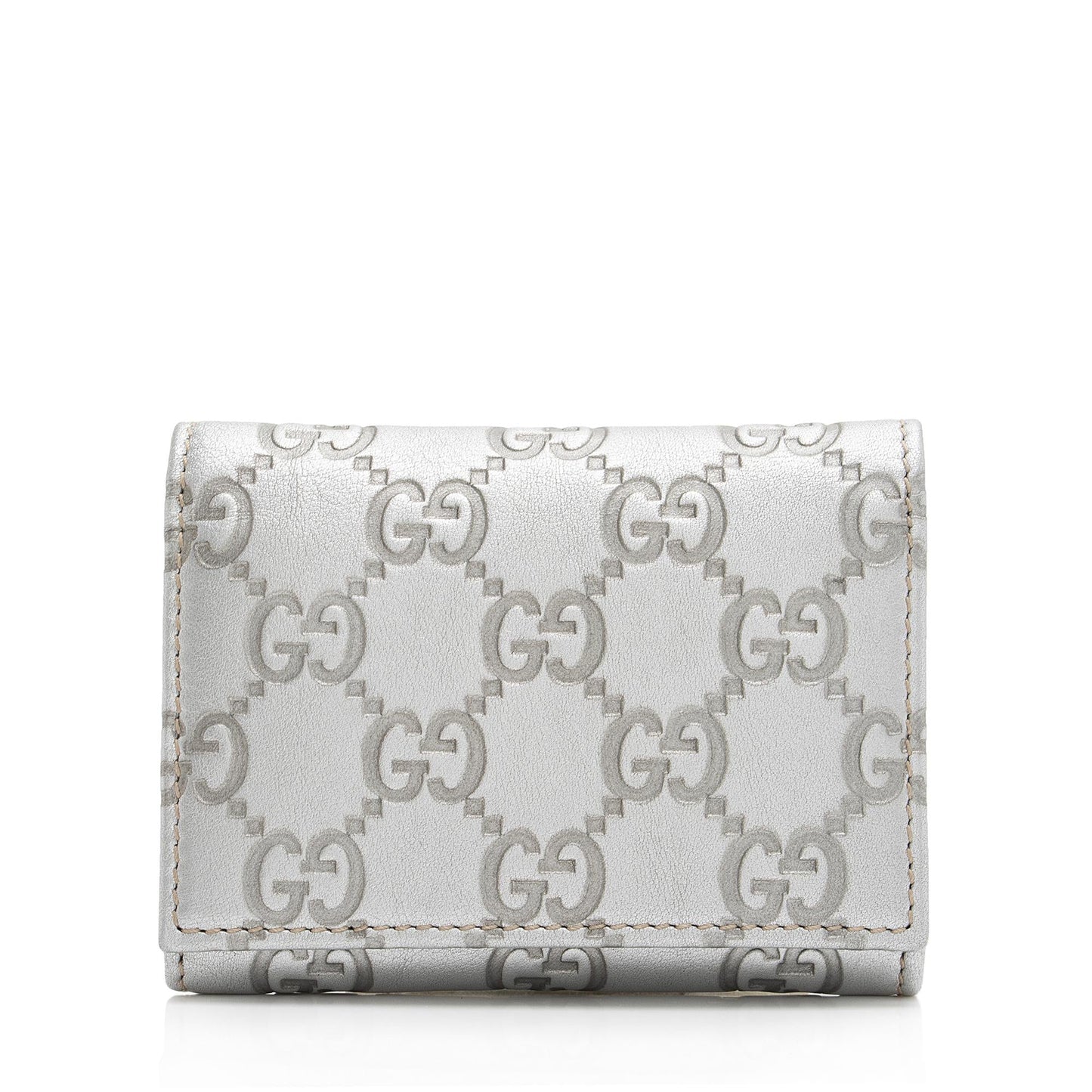 Gucci Metallic Guccissima Leather Card Case (SHF-euO3ug)