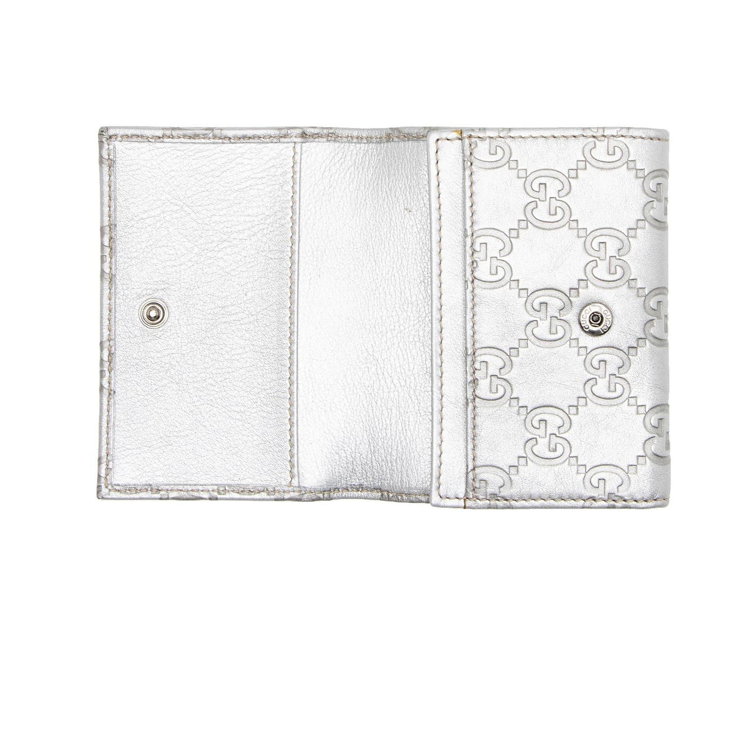 Gucci Metallic Guccissima Leather Card Case (SHF-euO3ug)