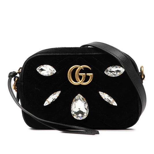 Gucci Mini GG Marmont Crystal Embellished Matelasse Velvet Crossbody