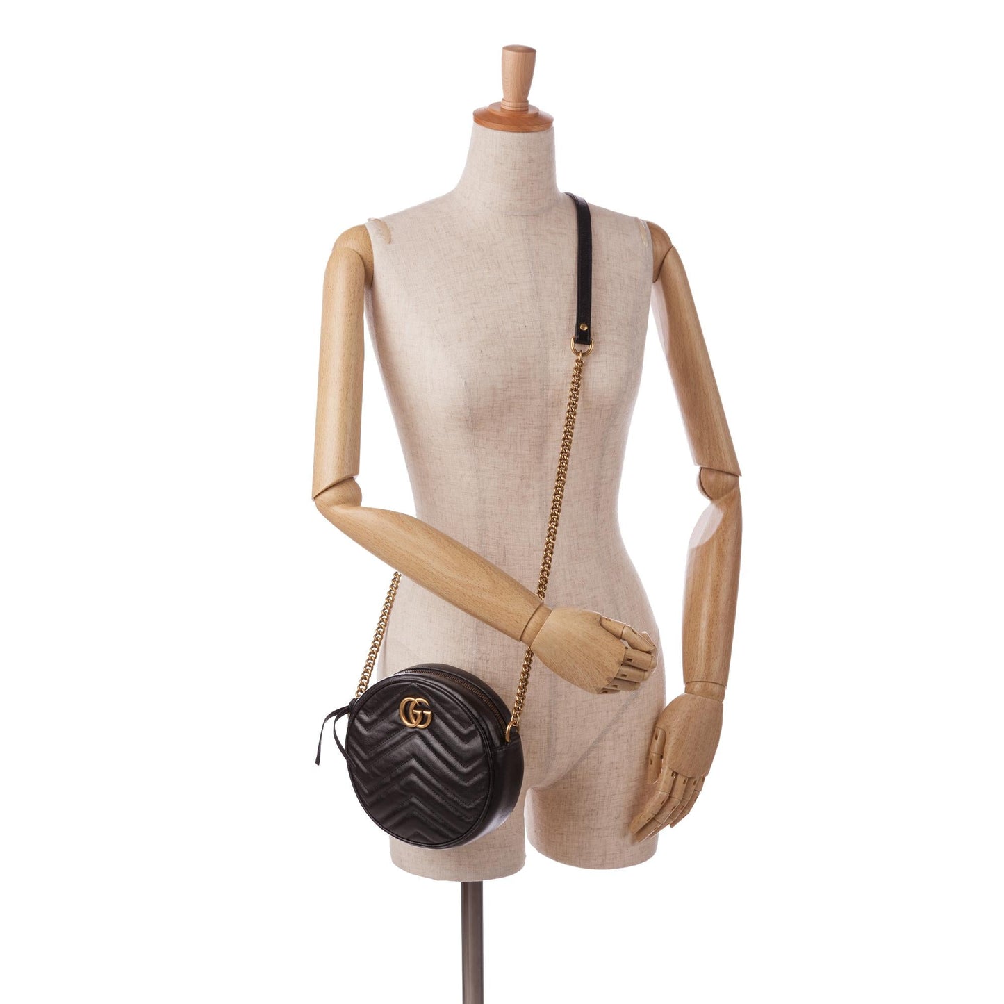 Gucci Mini GG Marmont Matelasse Round Crossbody Bag (SHG-O8pIle)