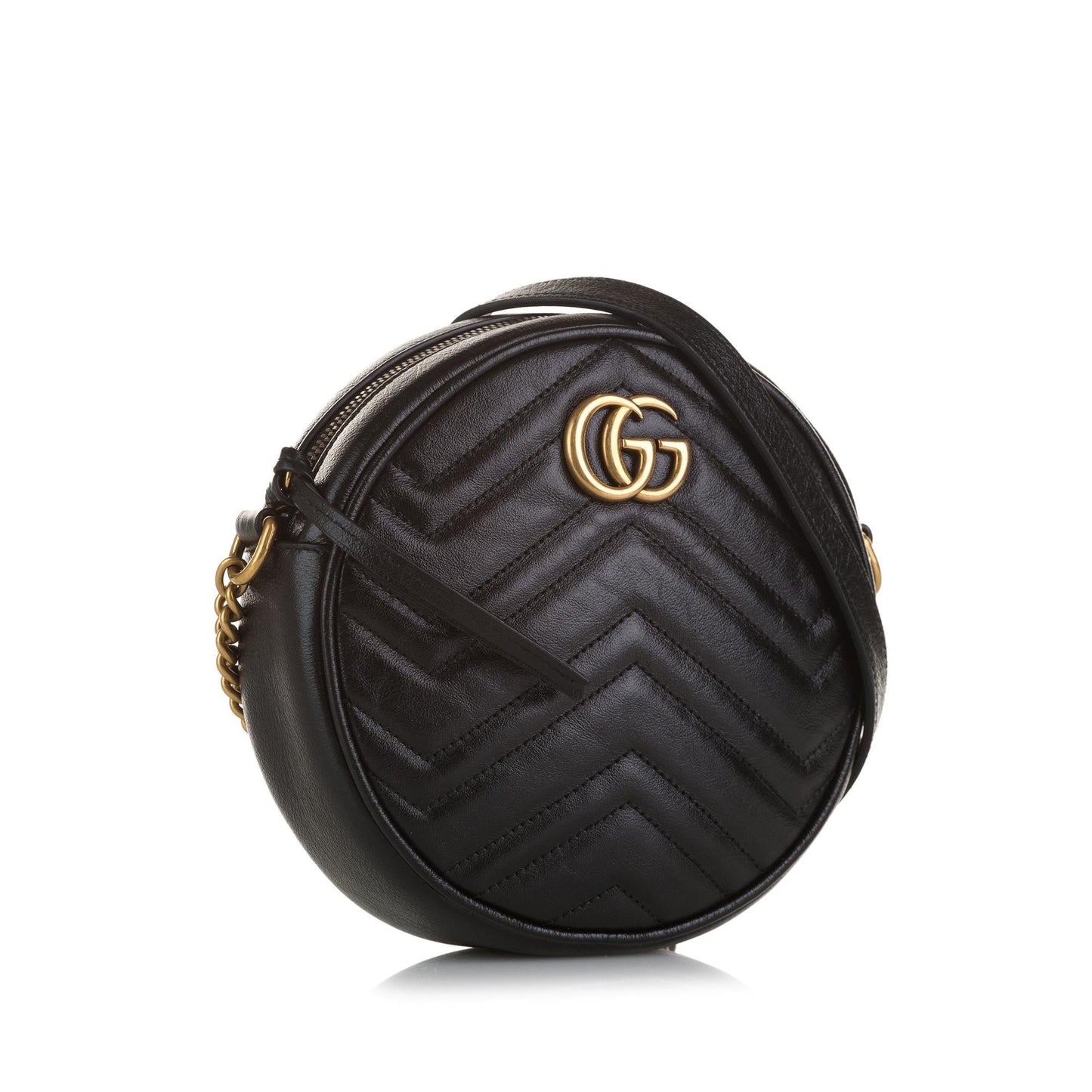 Gucci Mini GG Marmont Matelasse Round Crossbody Bag (SHG-O8pIle)