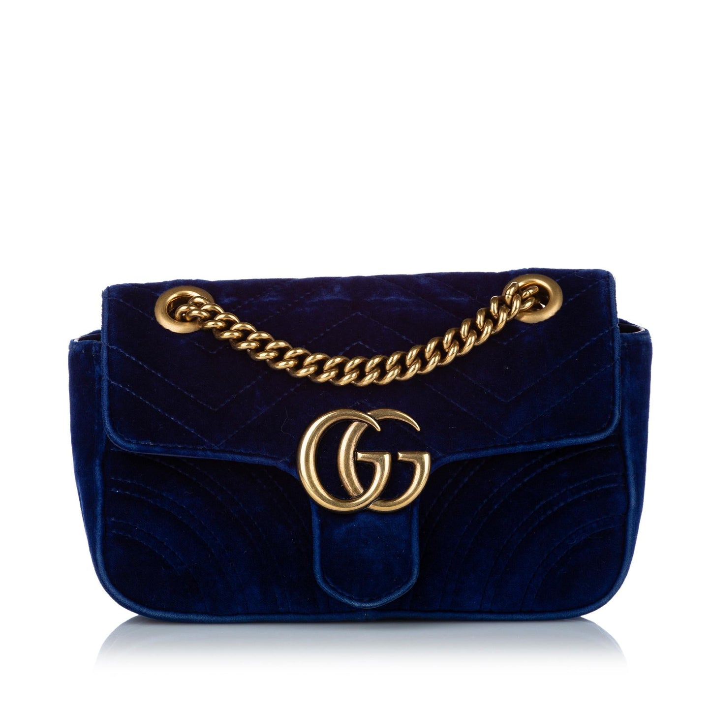 Gucci Mini GG Marmont Matelasse Velvet Crossbody Bag (SHG-30351)