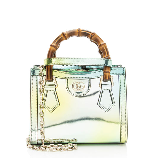 Gucci Mirrored Leather Bamboo Diana Mini Tote