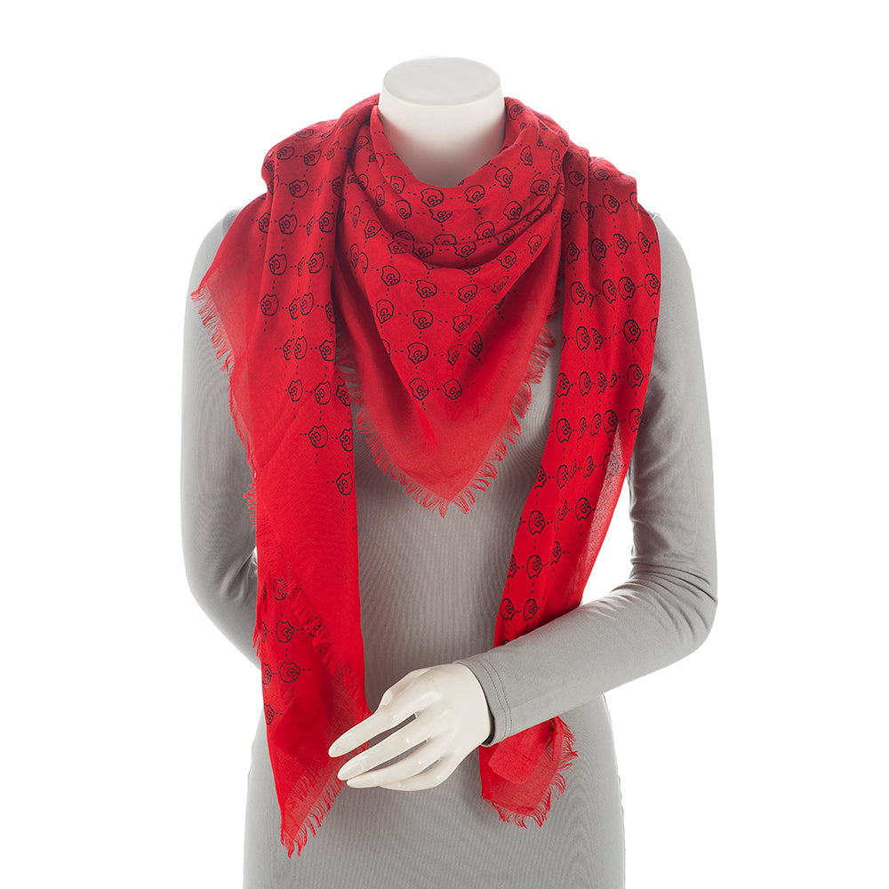 Gucci Modal Silk GG Gucci Ghost Hamlet Skull 90cm Scarf (SHF-21876)