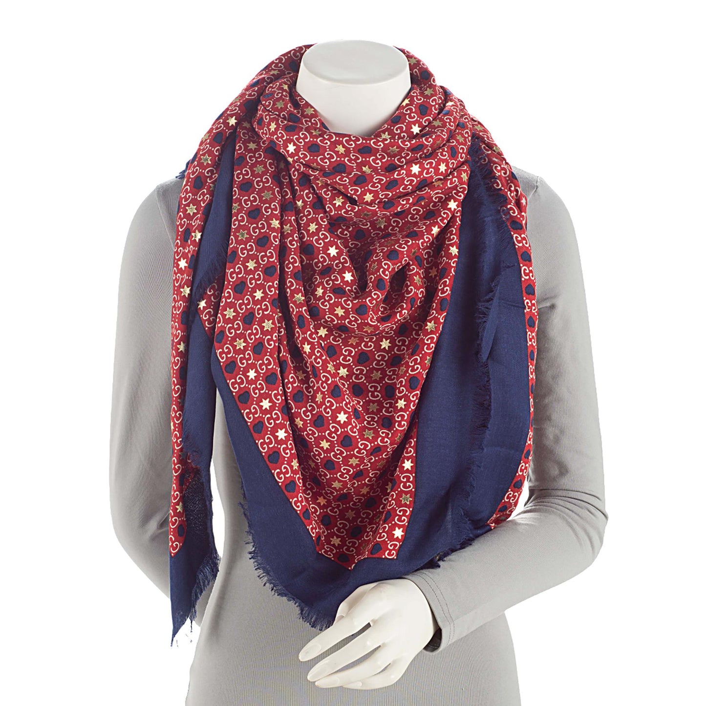 Gucci Modal Silk GG Heart Stars Dimmher 140cm Shawl (SHF-tsO7fe)