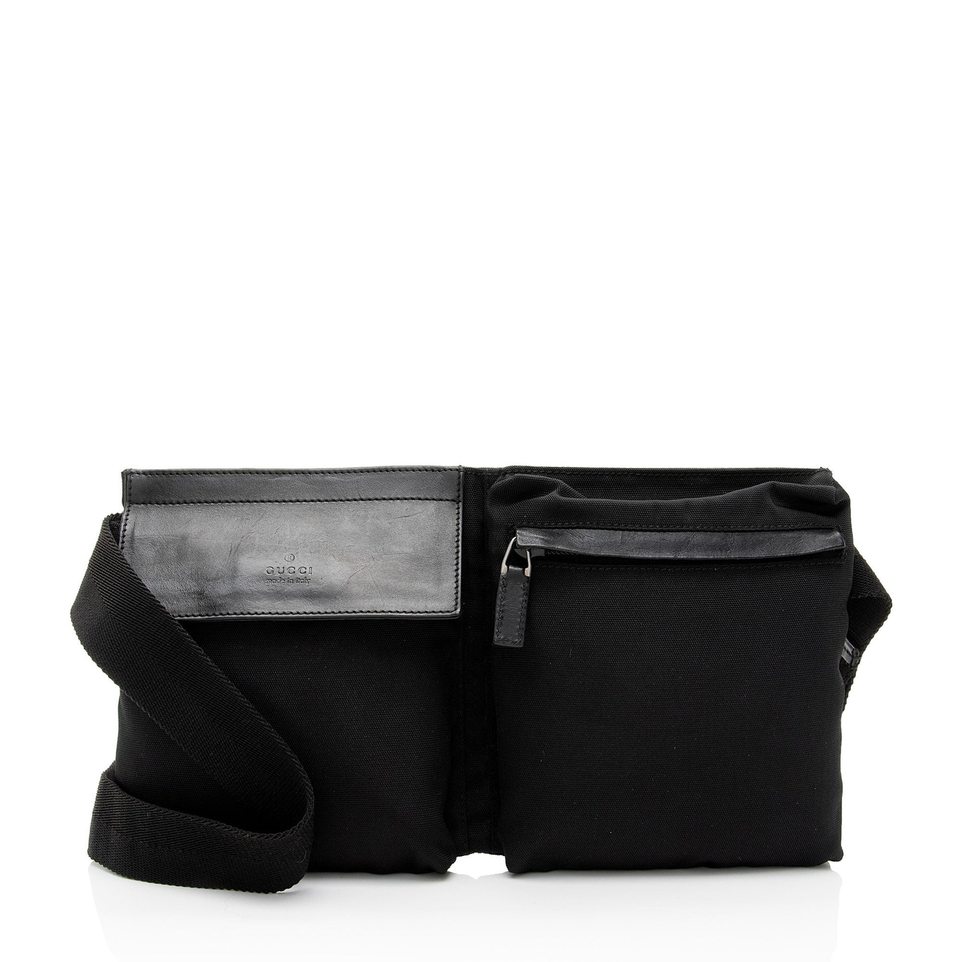 Gucci Nylon Leather Canvas Shoulder Bag