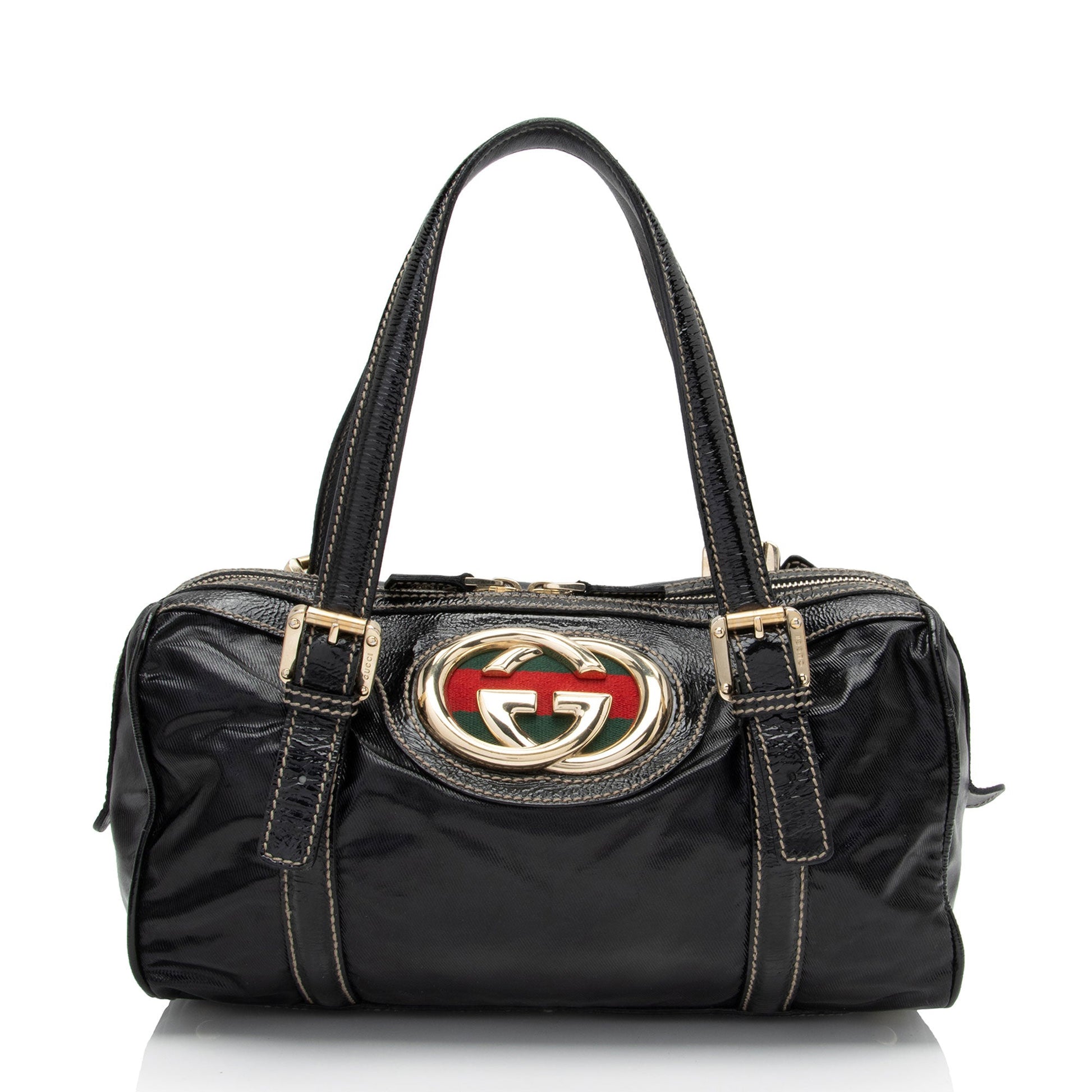 Gucci Nylon Leather Canvas Handbag