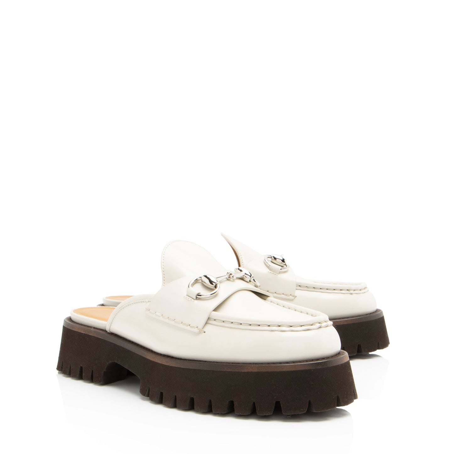 Gucci Patent Leather Horsebit Lug Sole Mules - Size 7.5 / 37.5