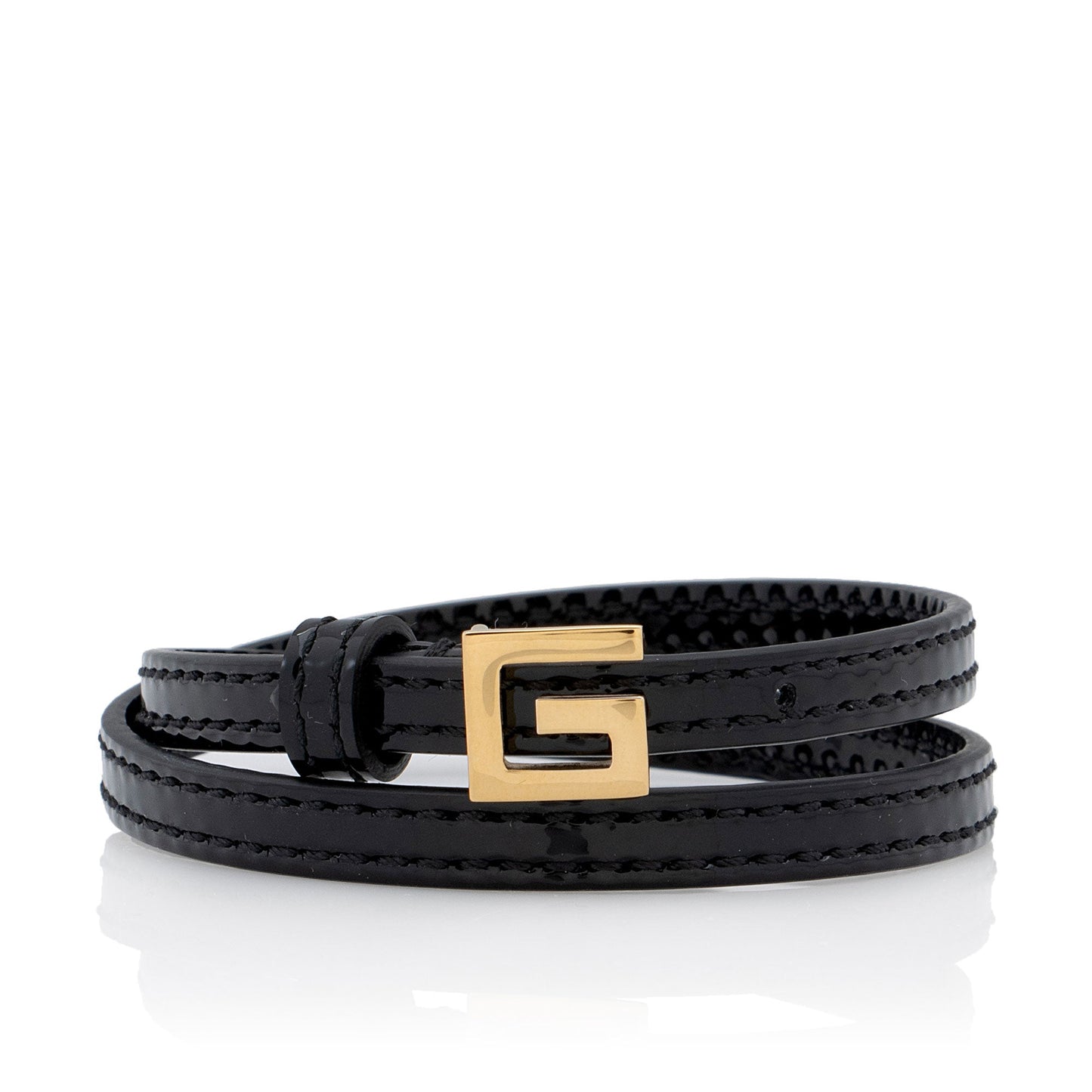 Gucci Patent Leather Square G Wrap Bracelet (SHF-n32N1x)