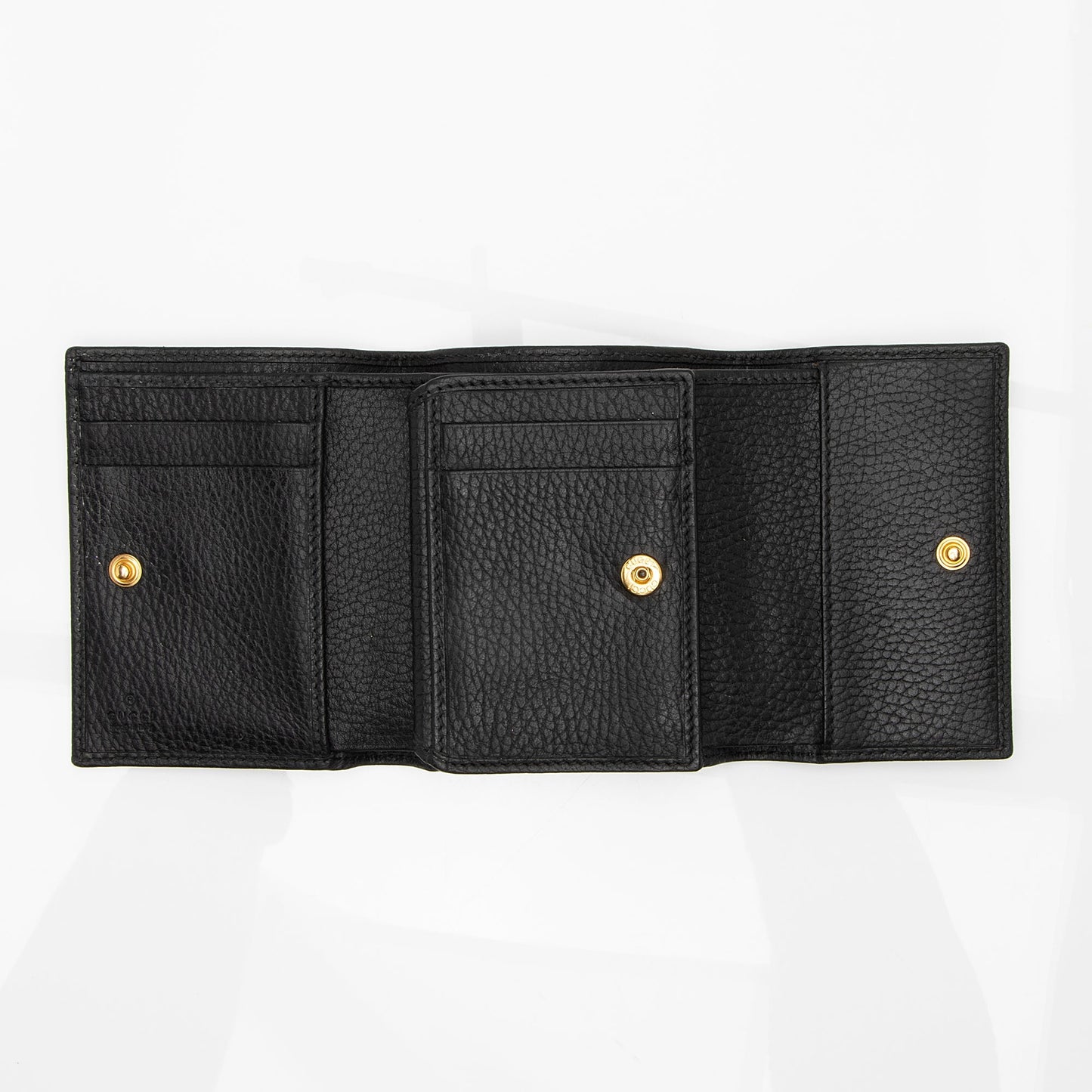 Gucci Pebbled Leather GG Marmont Small Tri-Fold Wallet (SHF-23499)