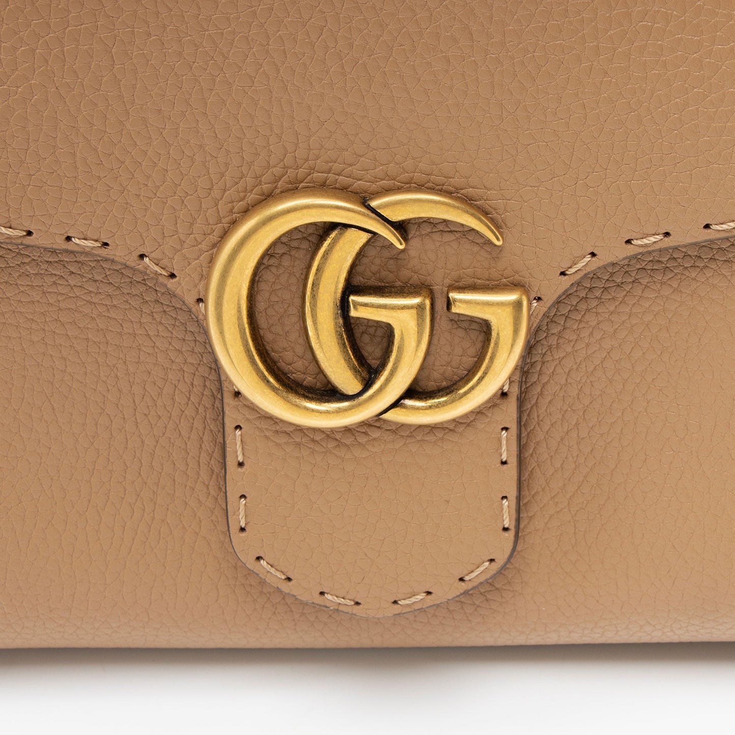 Gucci Pebbled Leather GG Marmont Top Handle