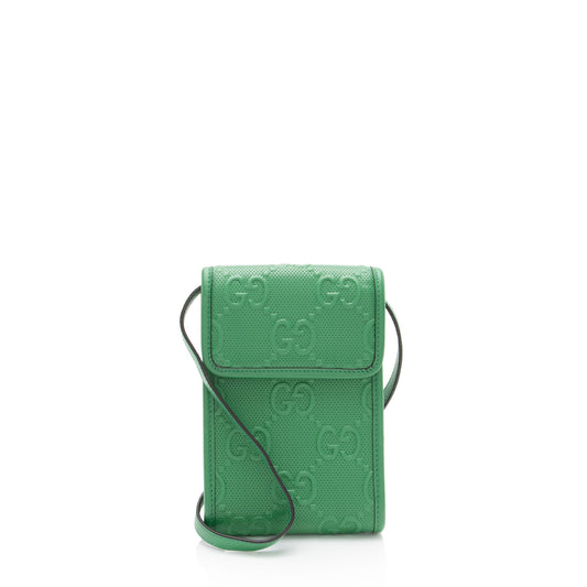 Gucci Perforated GG Embossed Leather Mini Flap Crossbody