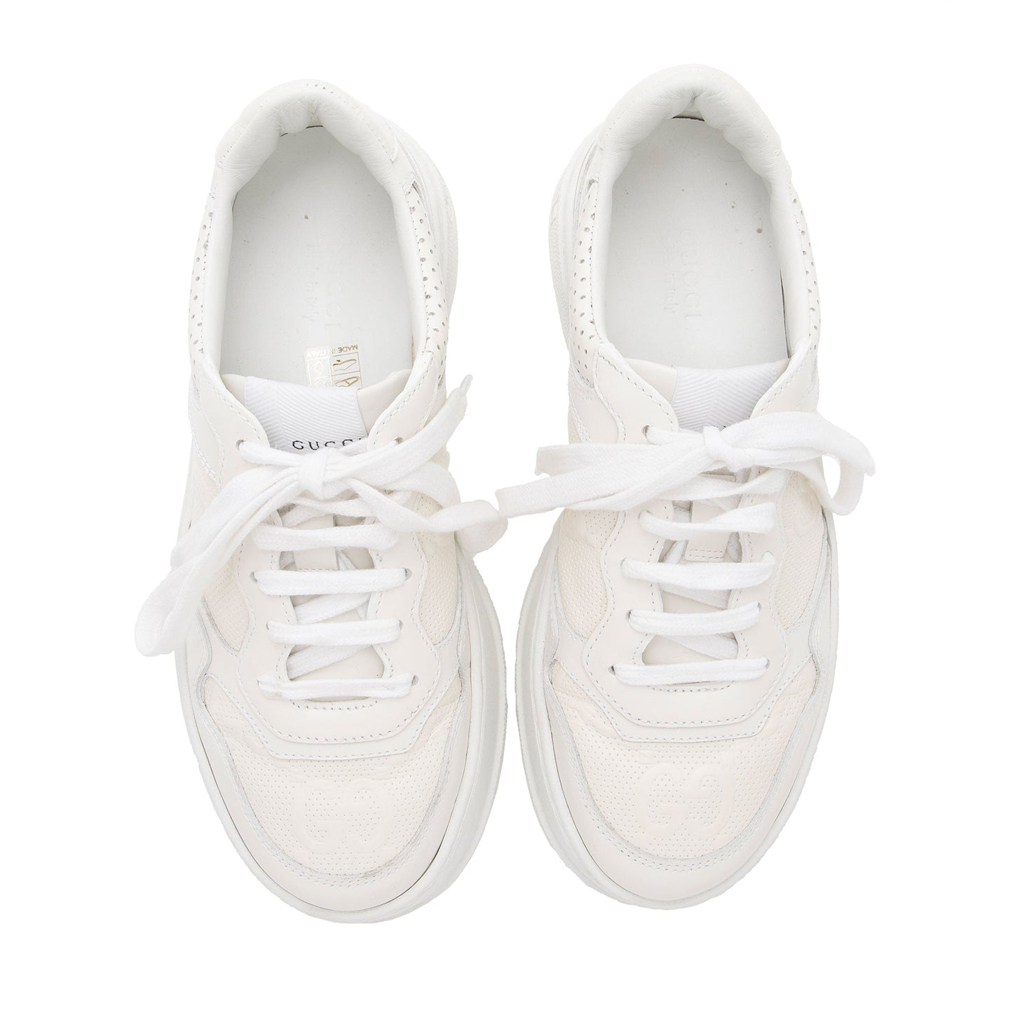 Gucci Perforated Leather GG Platform Sneakers - Size 7.5 / 37.5 (SHF-AJejAw)