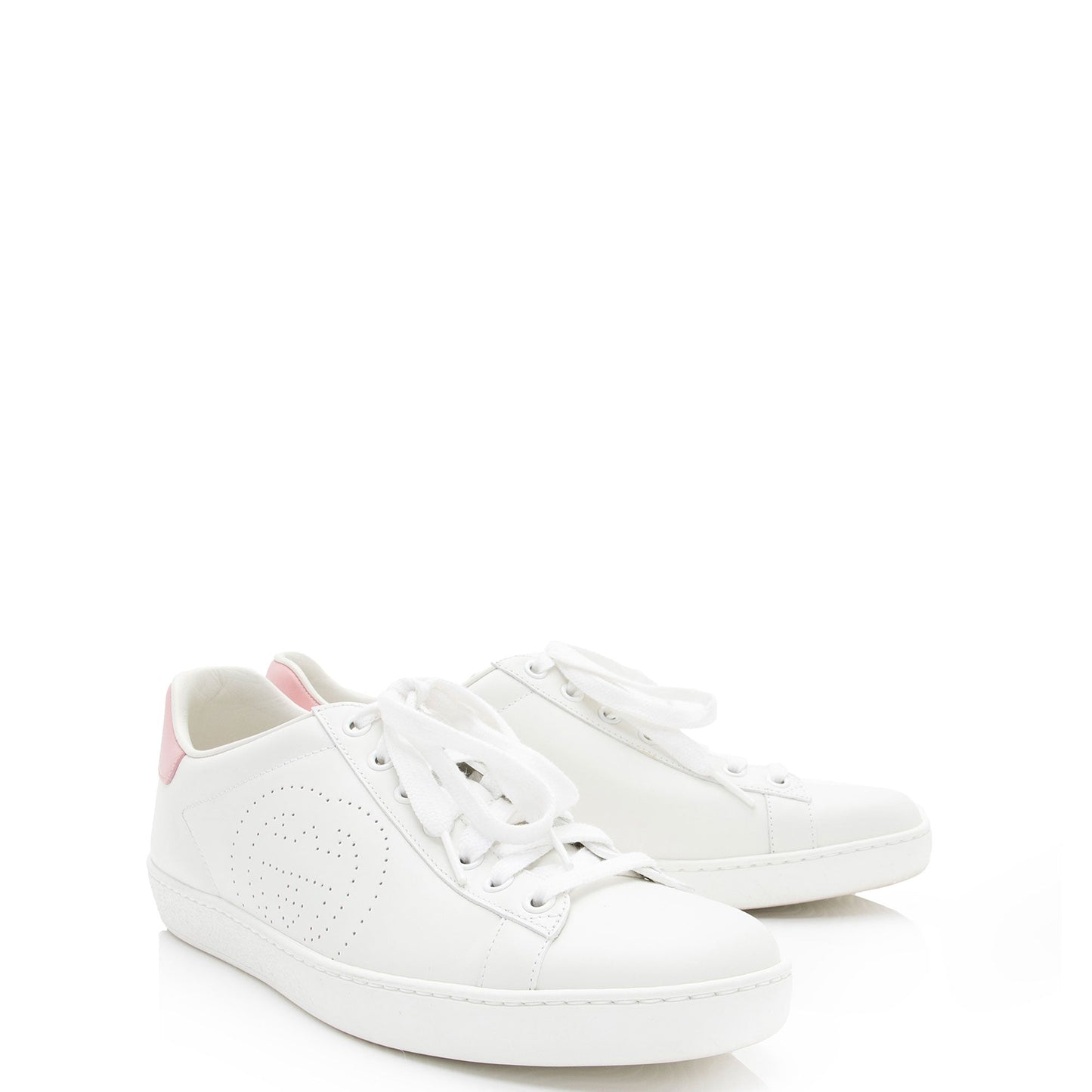 Gucci Perforated Leather Interlocking GG Ace Sneakers - Size 8.5 / 38.5 (SHF-7L64hi)