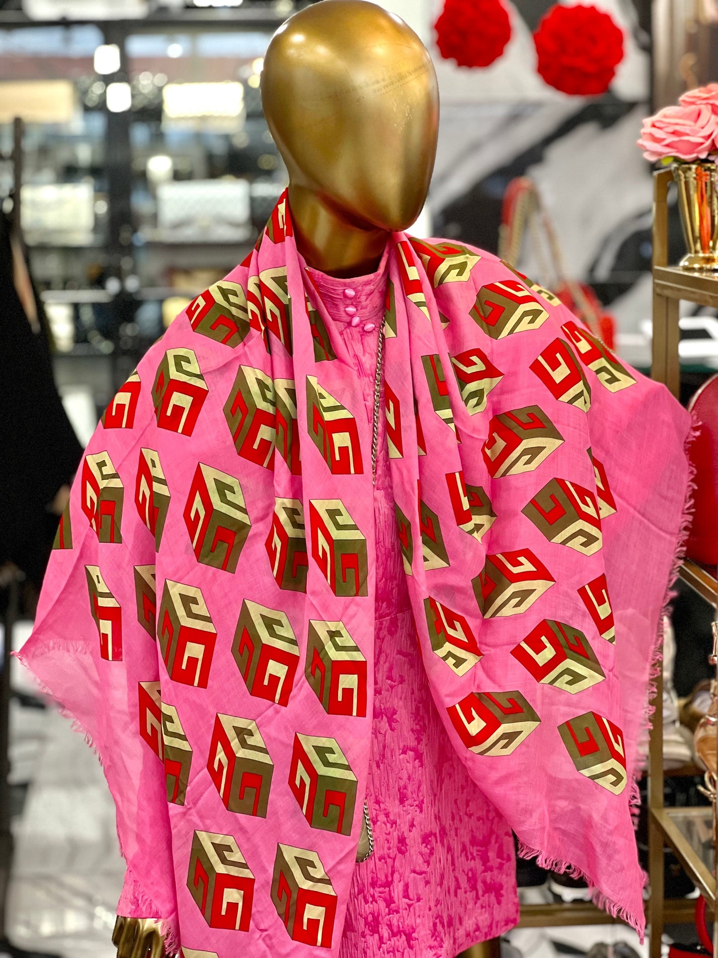 GUCCI GG CUBES SILK BLEND  SCARF