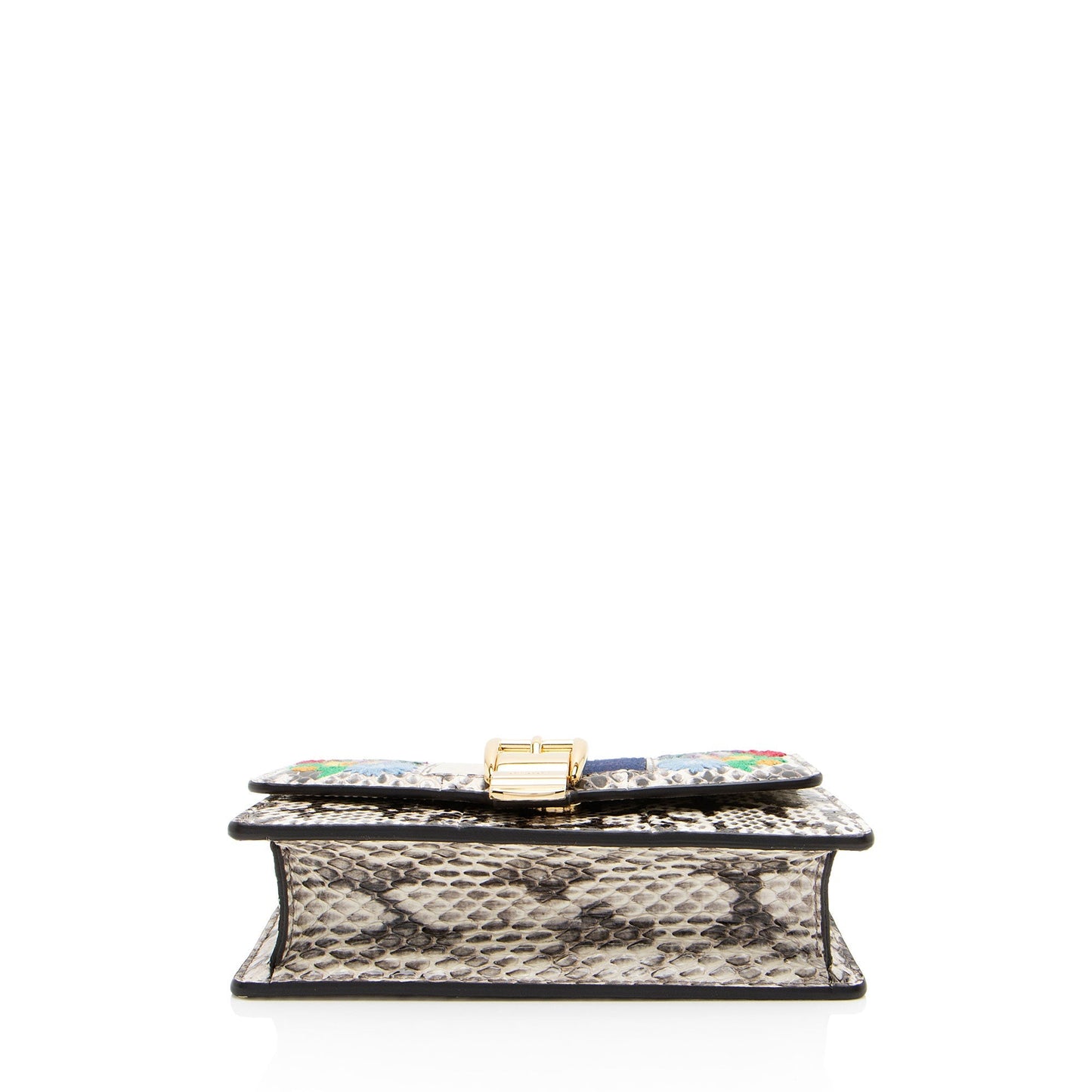 Gucci Python Floral Embroidered Sylvie Super Mini Shoulder Bag (SHF-GgSM5V)