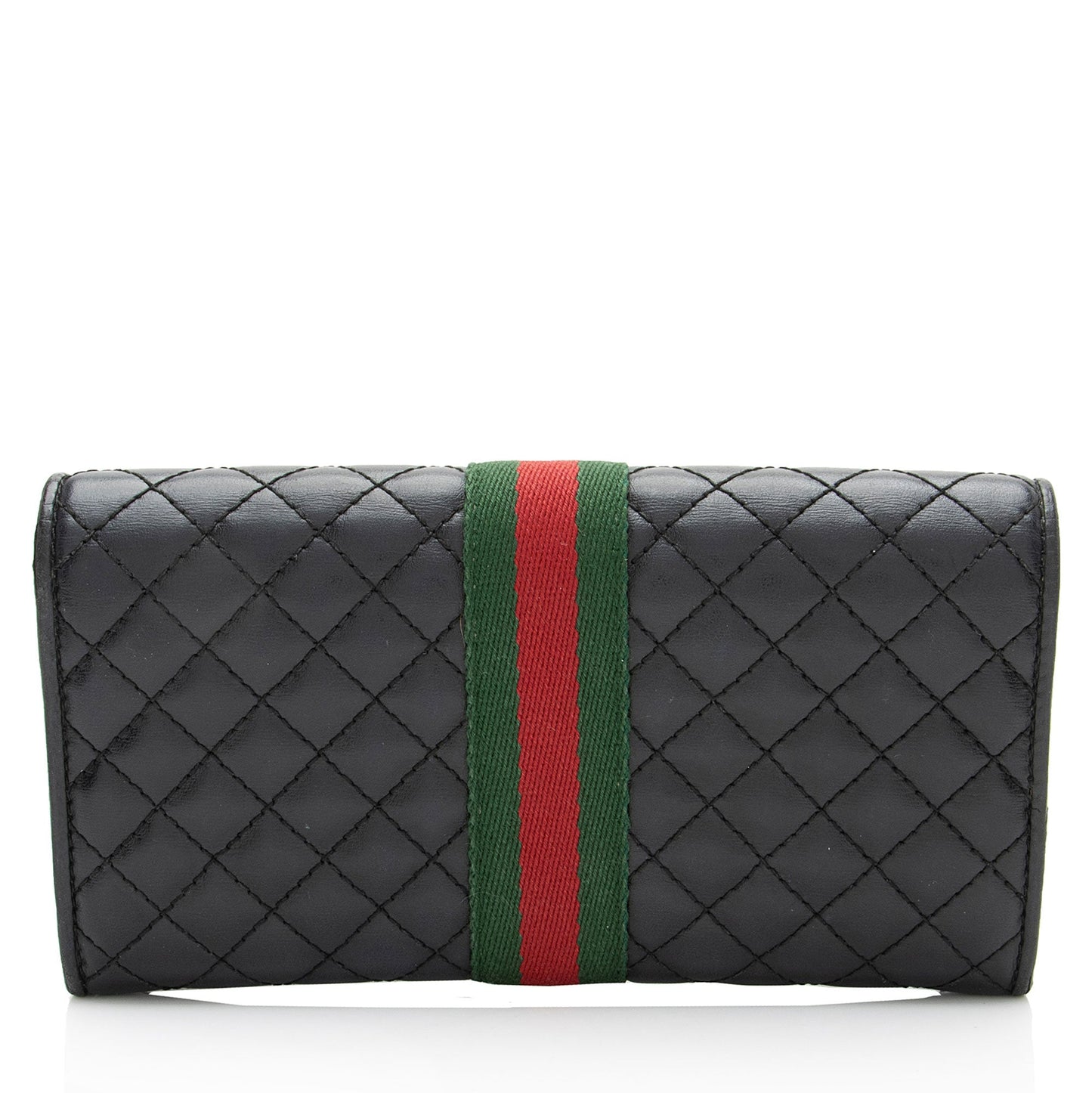 Gucci Quilted Leather GG Marmont Web Trapuntata Continental Wallet