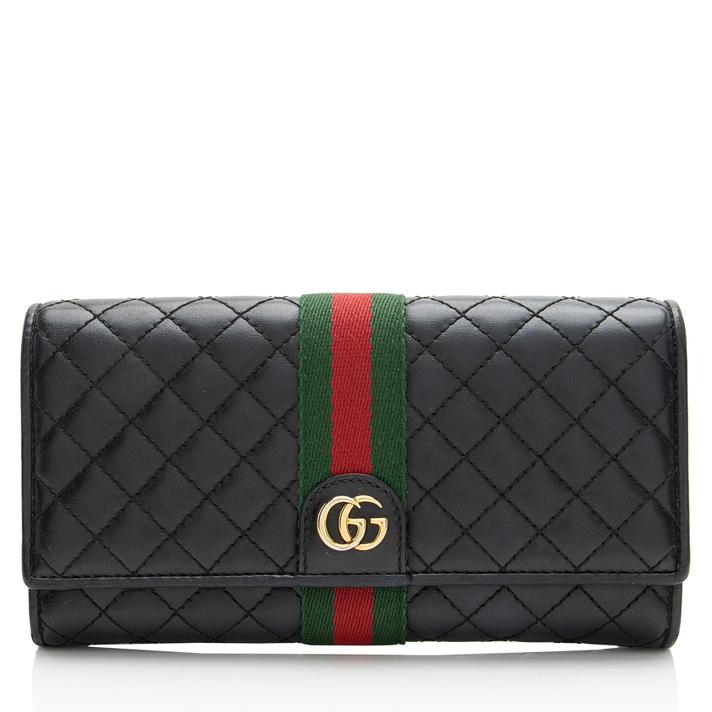 Gucci Quilted Leather GG Marmont Web Trapuntata Continental Wallet