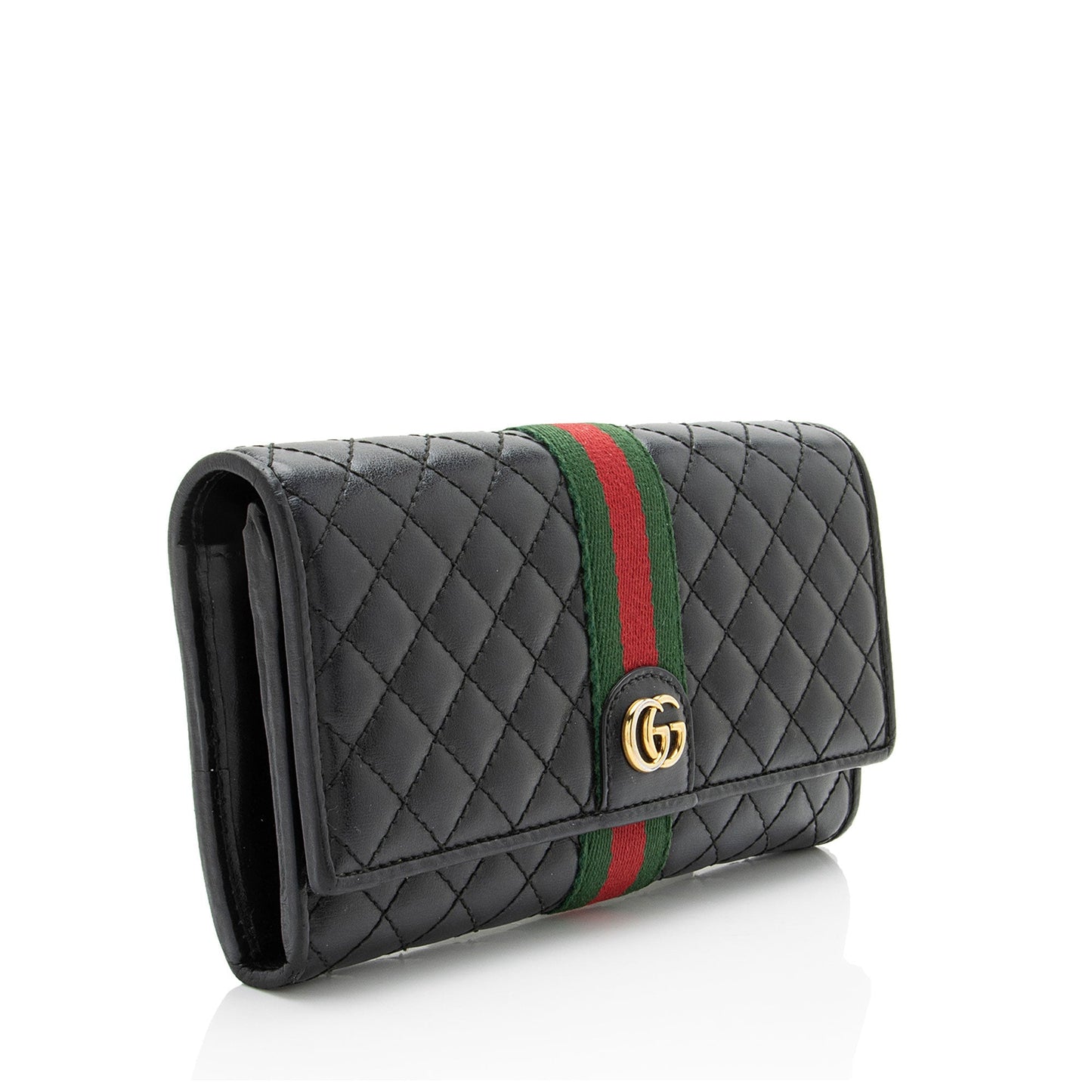 Gucci Quilted Leather GG Marmont Web Trapuntata Continental Wallet