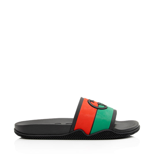 Gucci Rubber Interlocking G Slide Sandals - Size 7 / 37 (SHF-dReyrx)