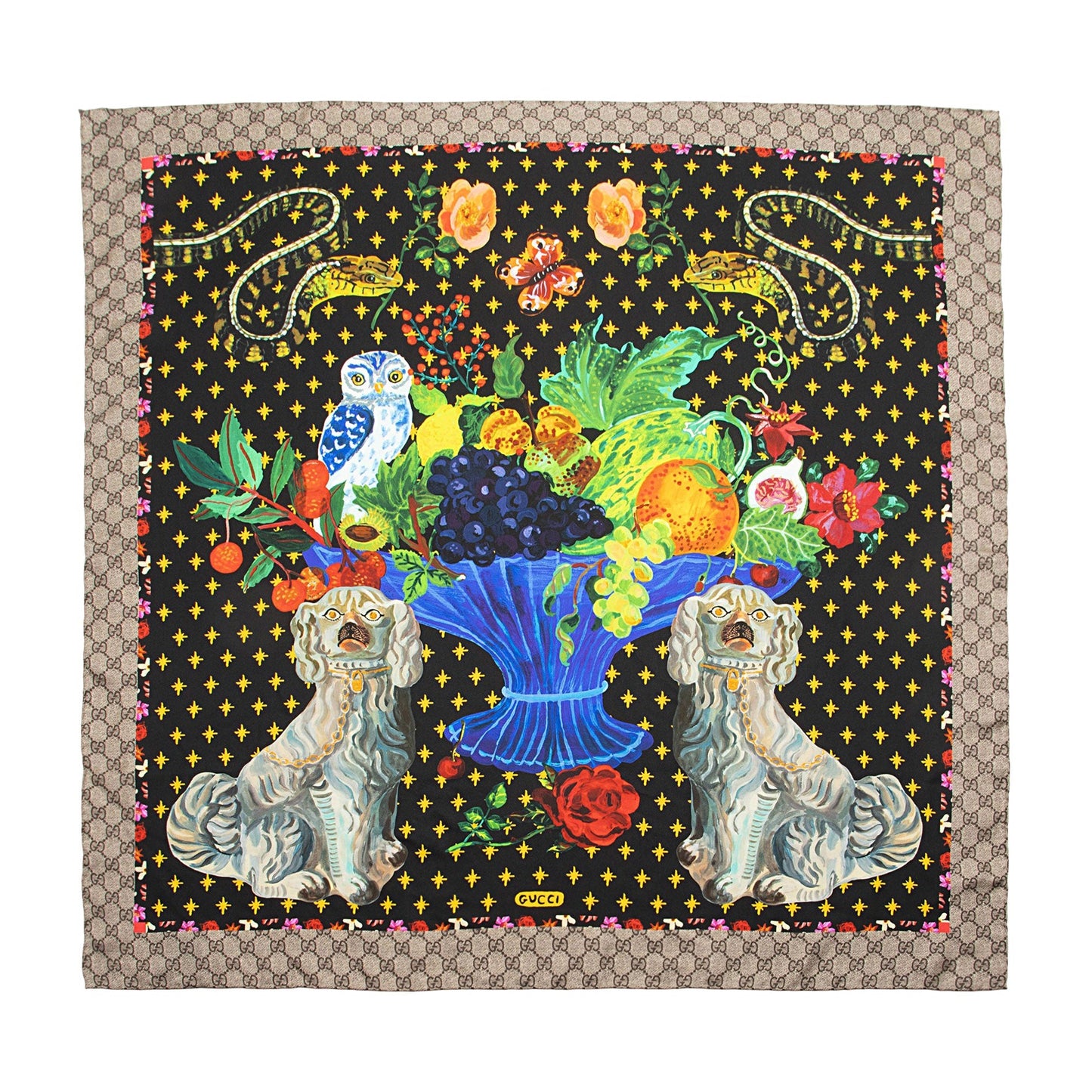 Gucci Silk Dogs and Vase 90cm Scarf