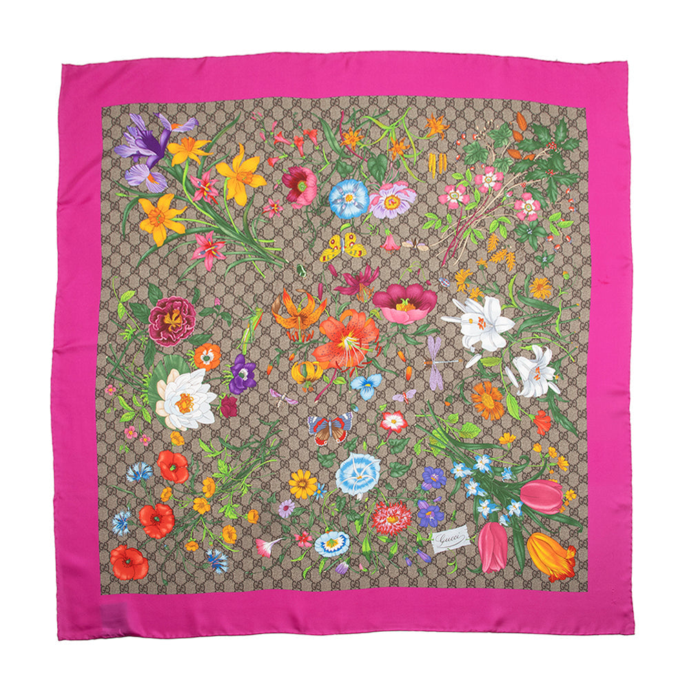 Gucci Silk GG Flora 90cm Scarf (SHF-21516)