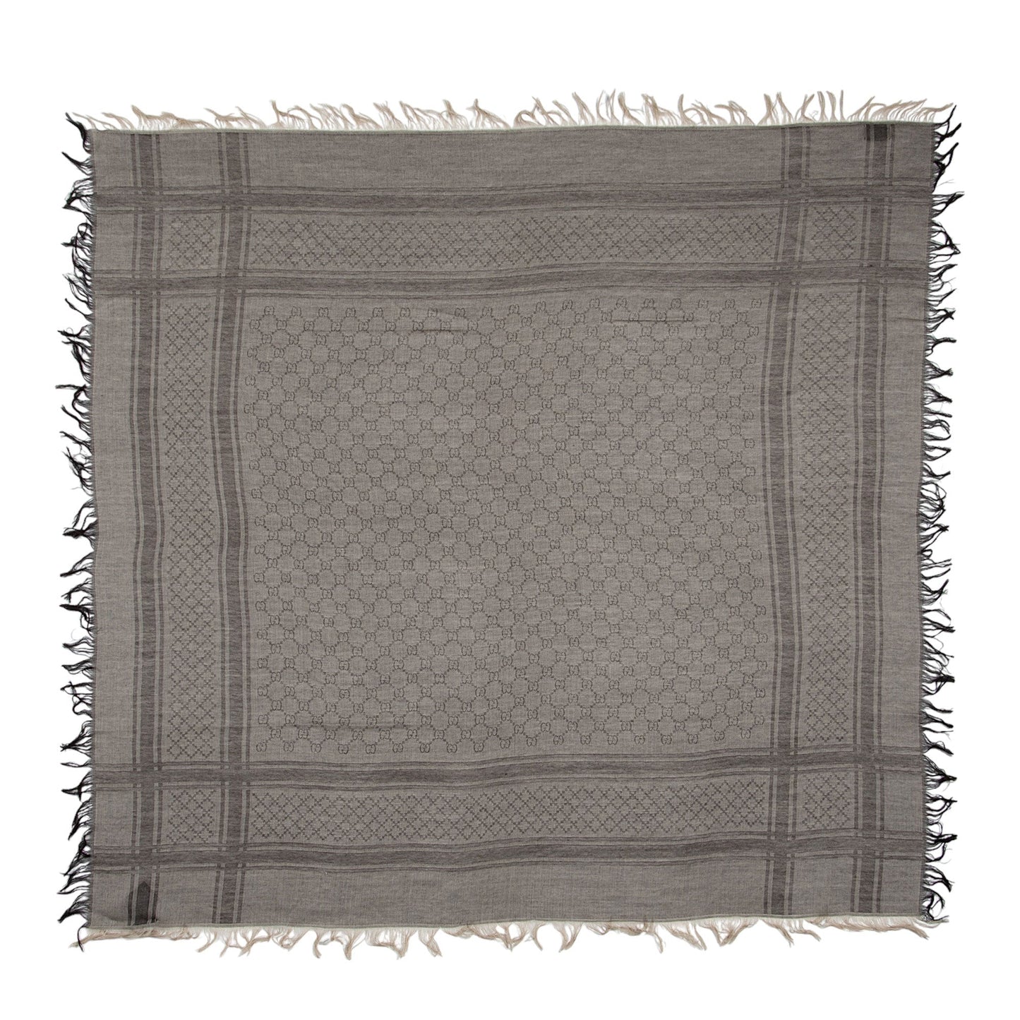 Gucci Silk Wool Monogram Diamante 140cm Shawl (SHF-E6gwxg)
