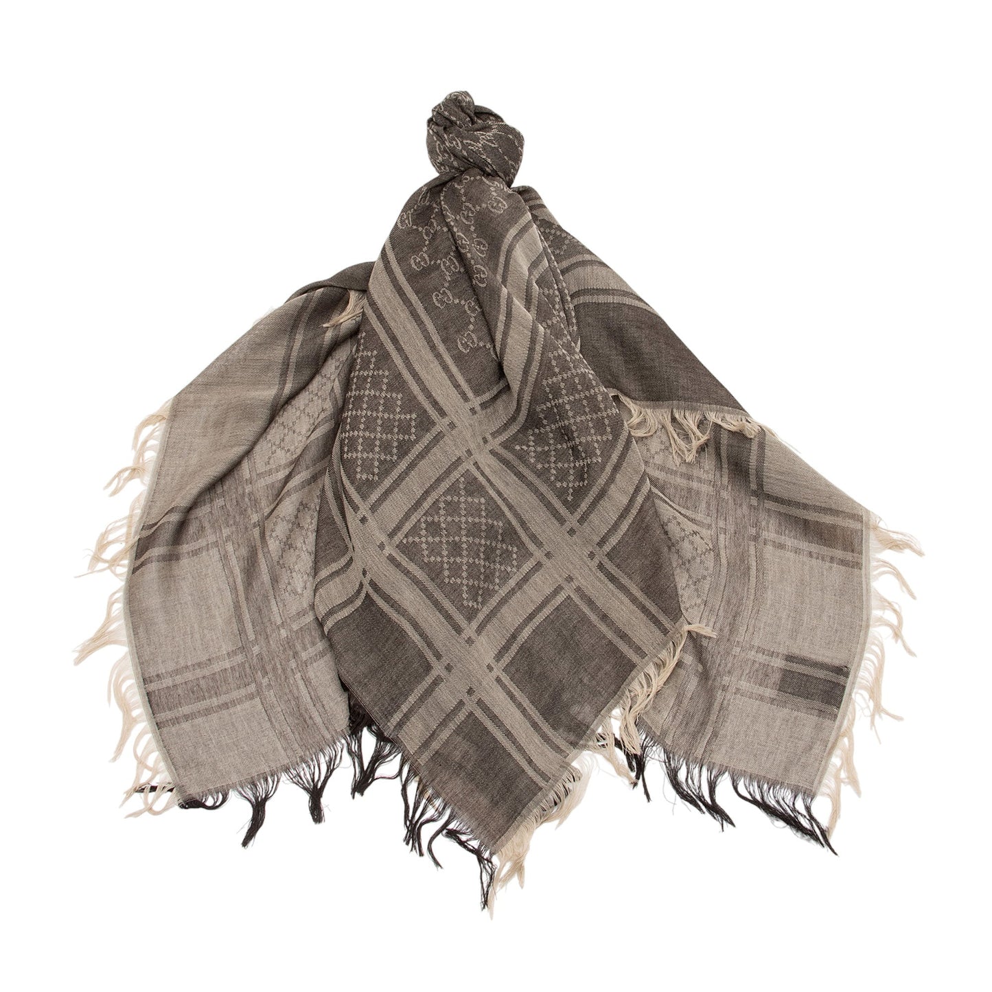 Gucci Silk Wool Monogram Diamante 140cm Shawl (SHF-E6gwxg)