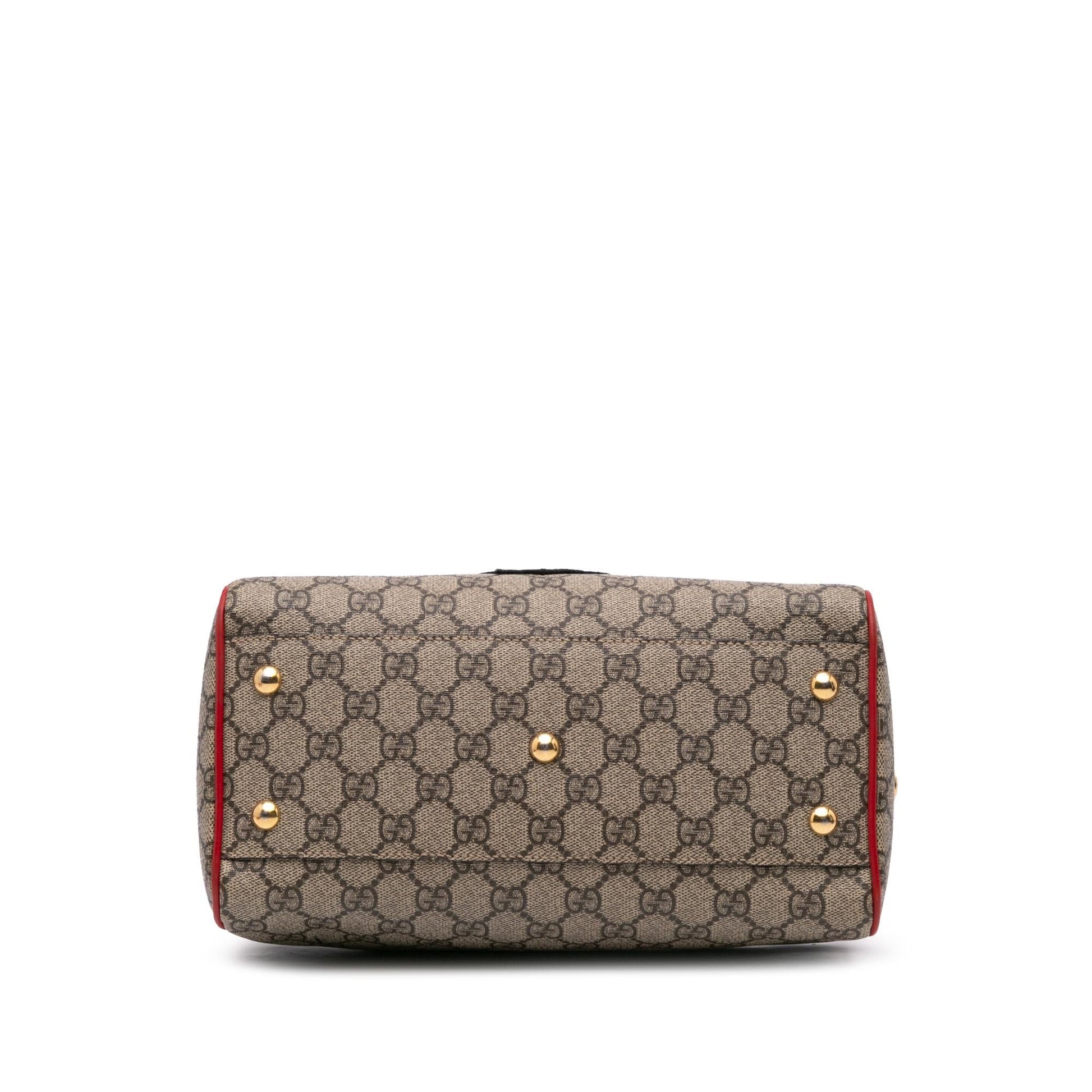 Gucci Small GG Supreme Kingsnake Heart Embroidered Satchel