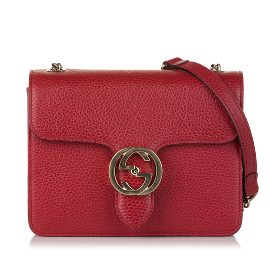 Gucci Small Interlocking G Leather Crossbody Bag (SHG-32603)
