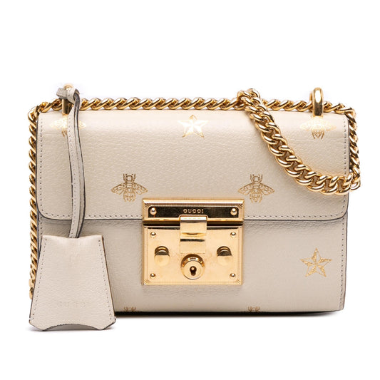 Gucci Small Leather Bee Star Padlock Crossbody