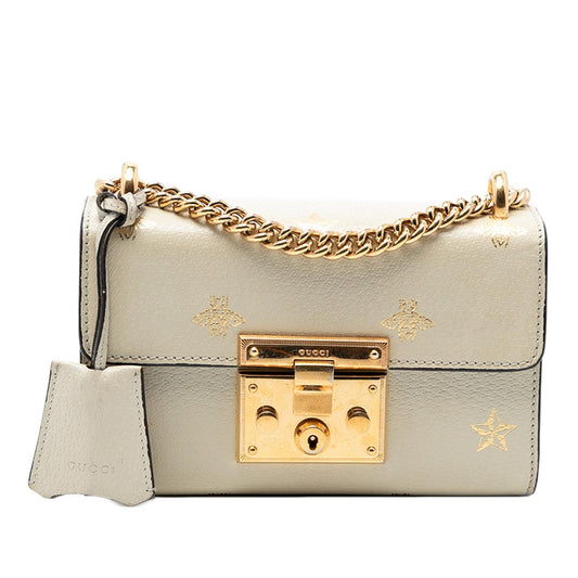 Gucci Small Leather Bee Star Padlock Crossbody