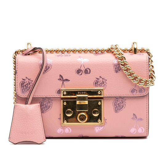 Gucci Small Leather Berry Print Padlock Crossbody