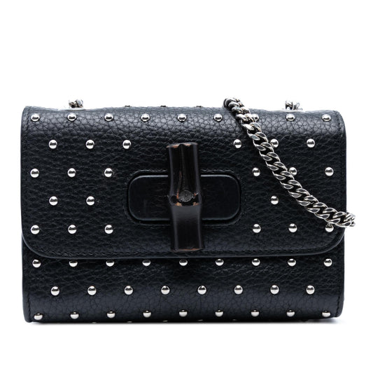 Gucci Small Leather Studded Miss Bamboo Crossbody