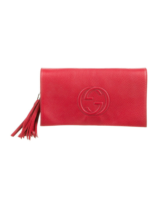 Gucci Envelope Caro Leather Canvas Clutch