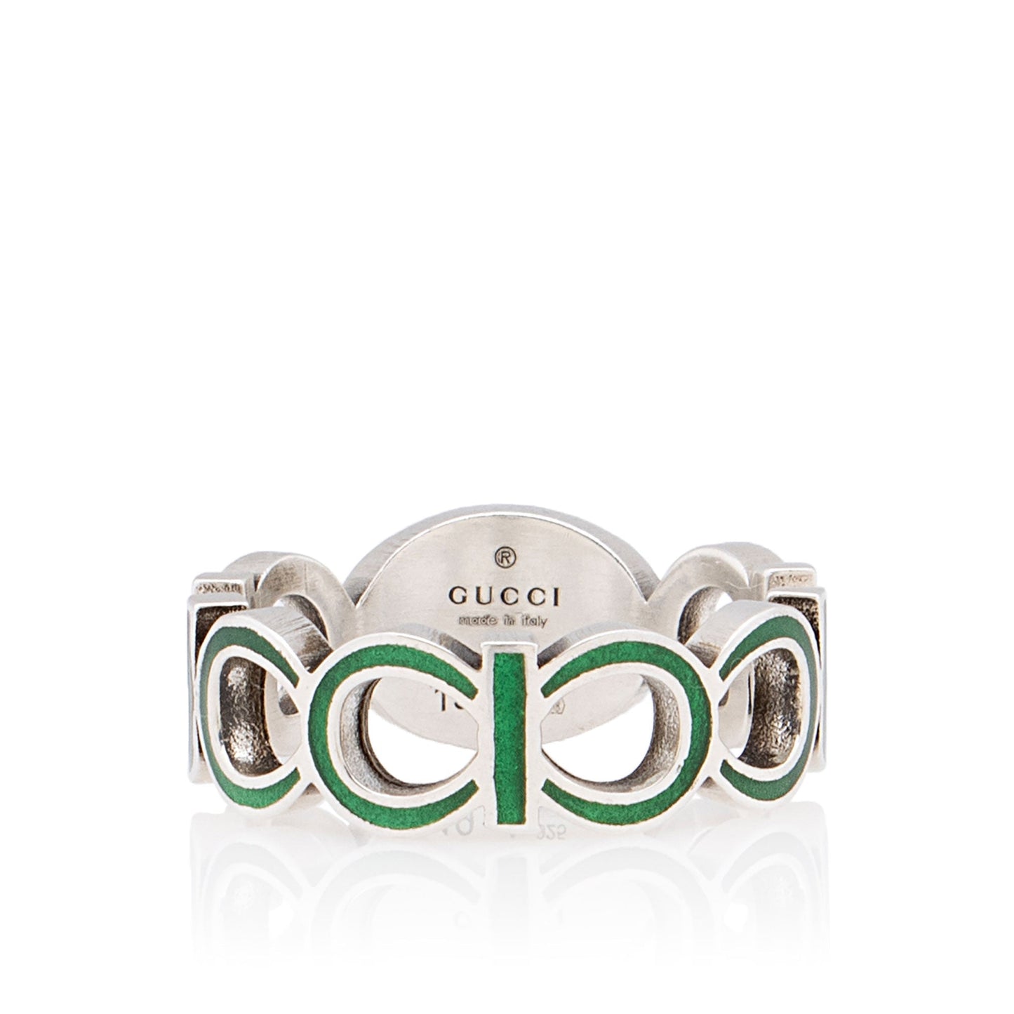 Gucci Sterling Silver Enamel Gucci Ring - Size 8 3/4