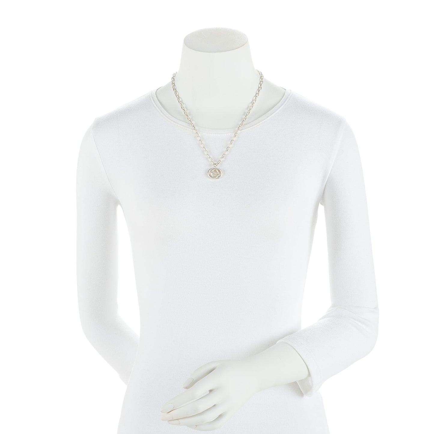 Gucci Sterling Silver Interlocking GG Pendant Necklace (SHF-22401)
