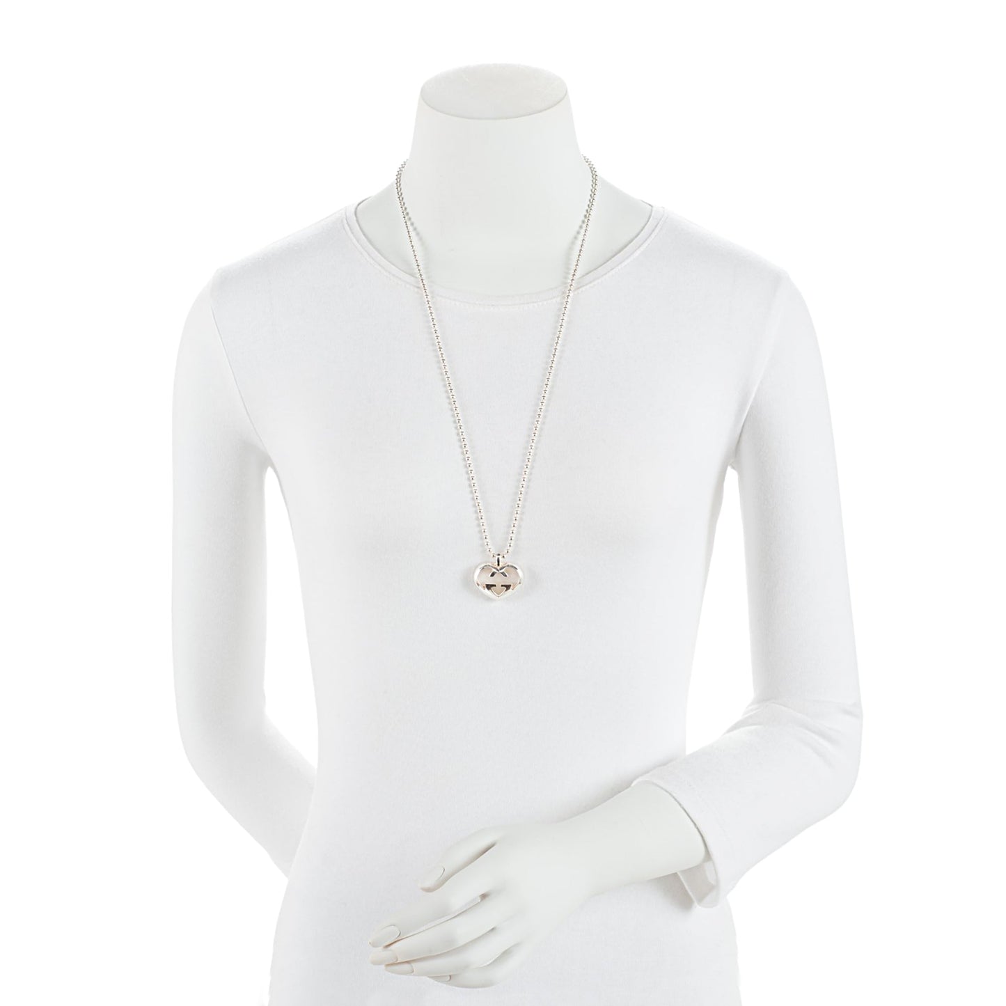 Gucci Sterling Silver Love Britt Heart Necklace (SHF-j4mZmc)