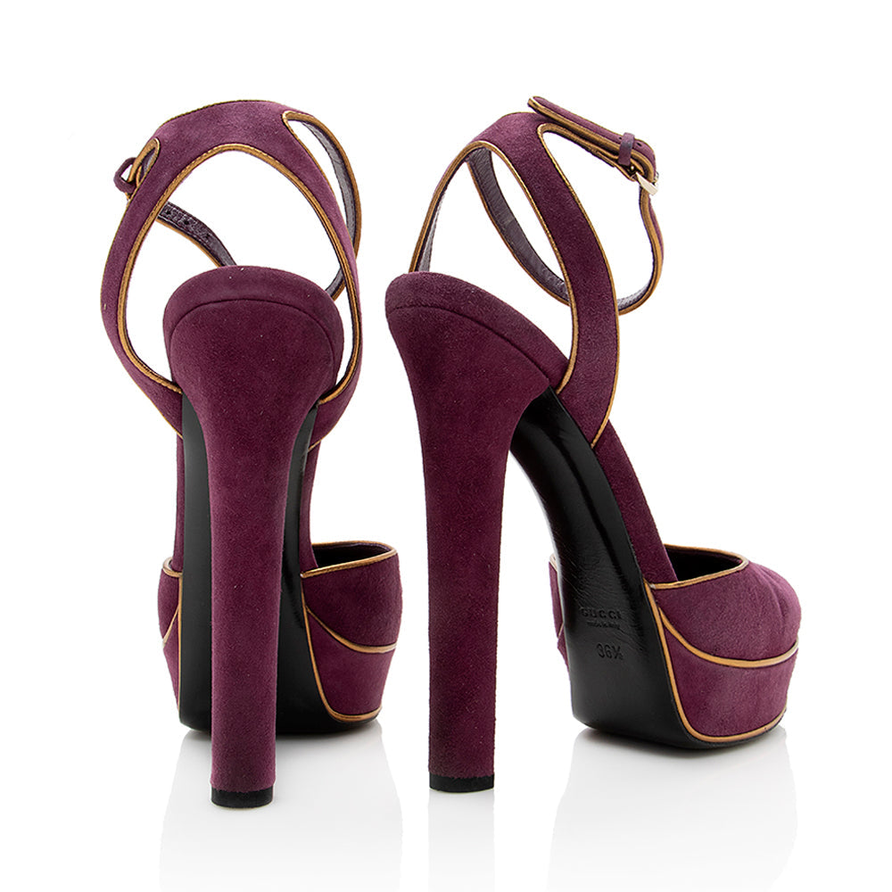 Gucci Suede Platform Pumps - Size 6.5 / 36.5 (SHF-18842)
