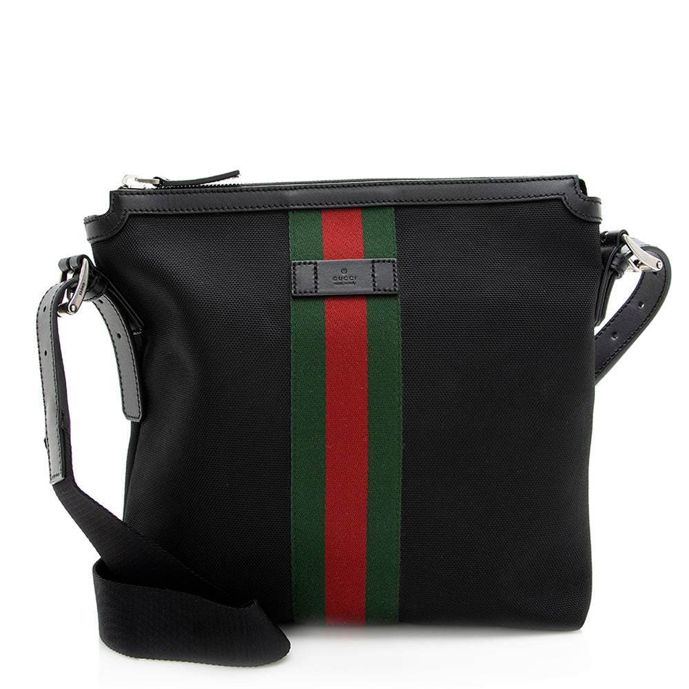 Gucci Web Leather Canvas Shoulder Bag Style 3