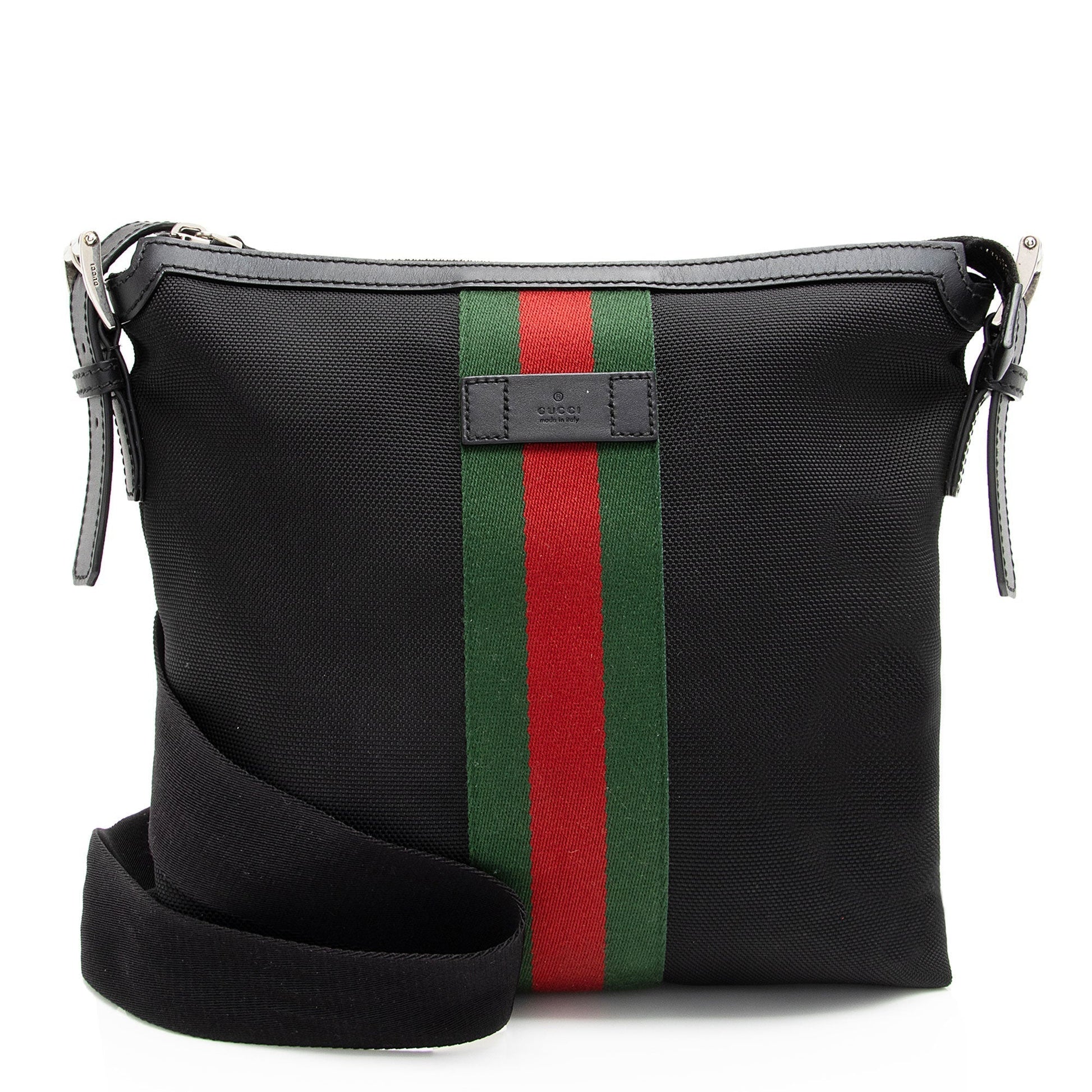 Gucci Nylon Leather Canvas Shoulder Bag