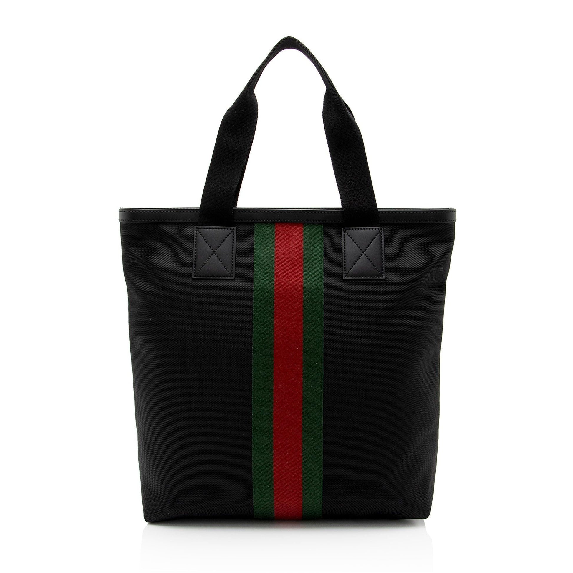 Gucci Nylon Leather Canvas Tote