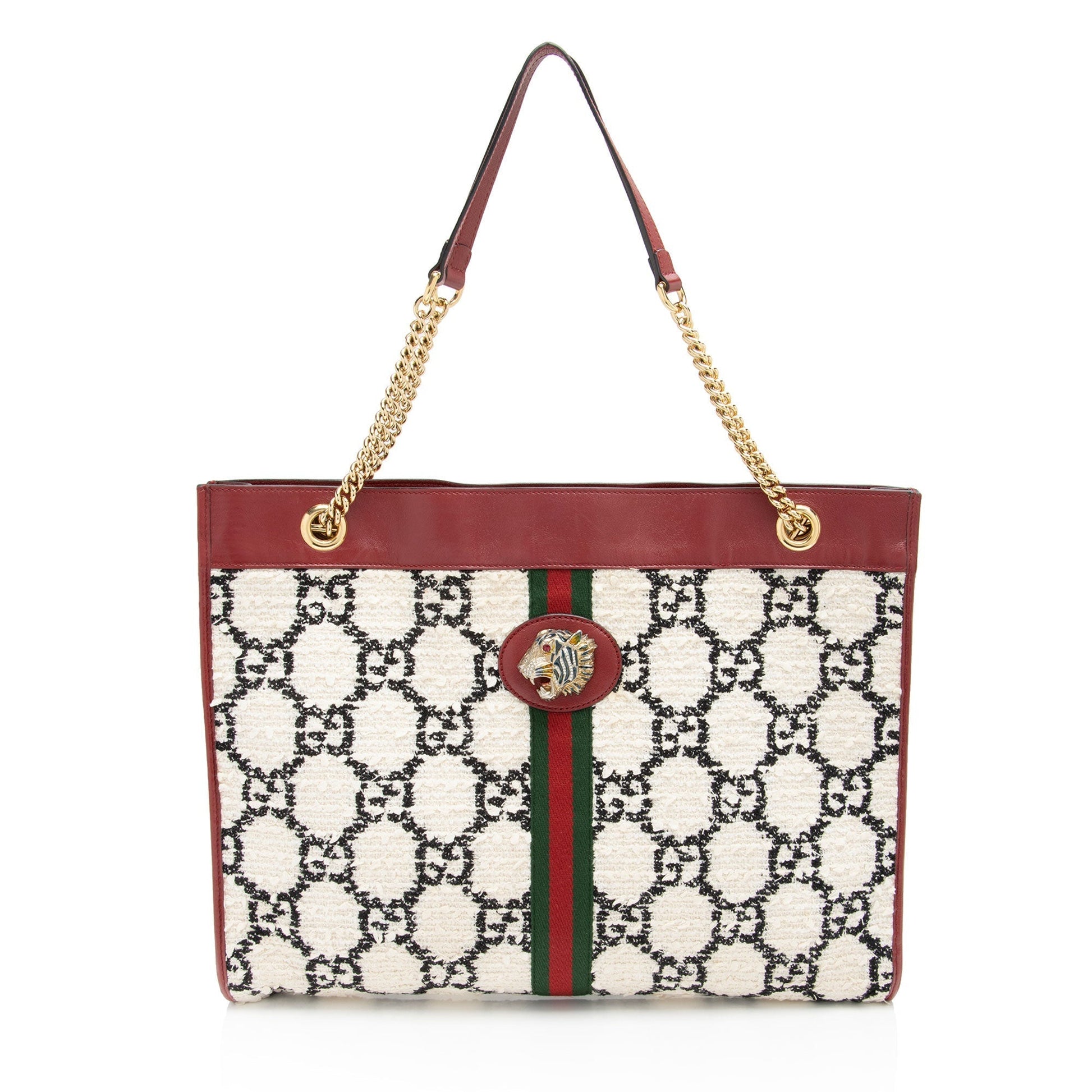 Gucci Nylon Pochette Leather Tote