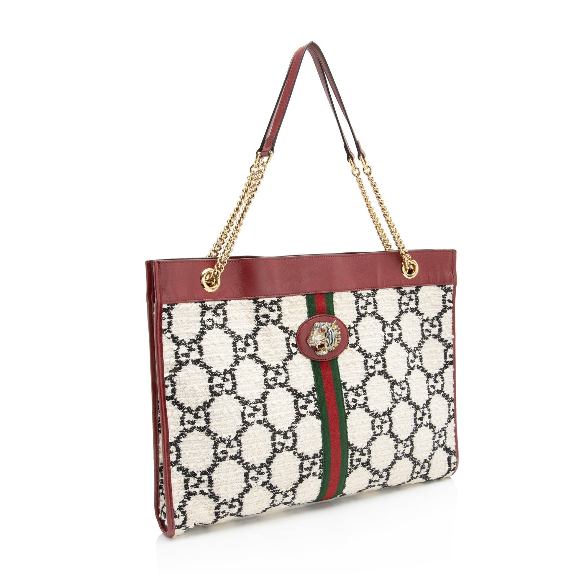 Gucci Nylon Pochette Leather Tote