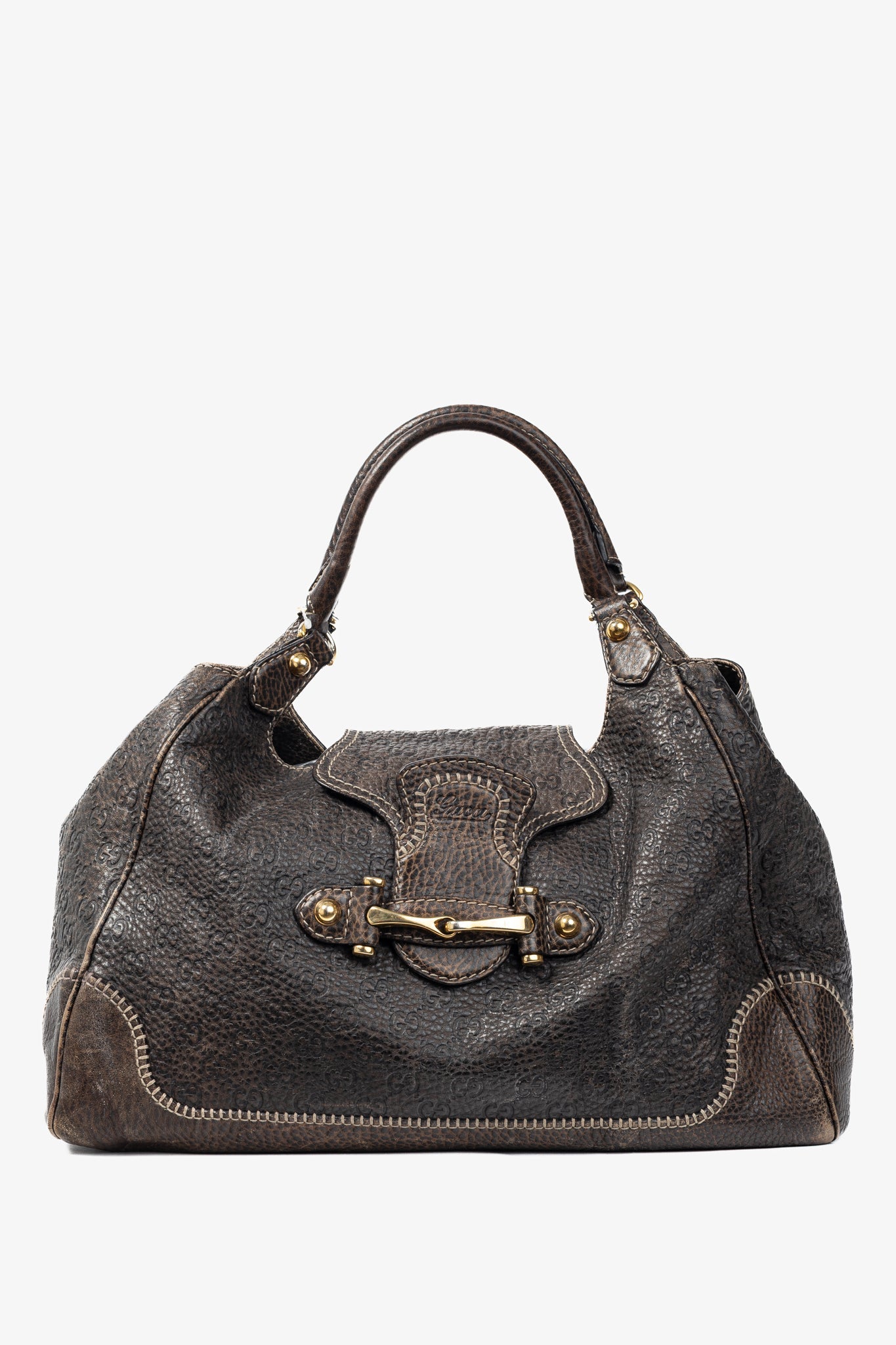 Gucci Lou Monogram Leather Shoulder Bag