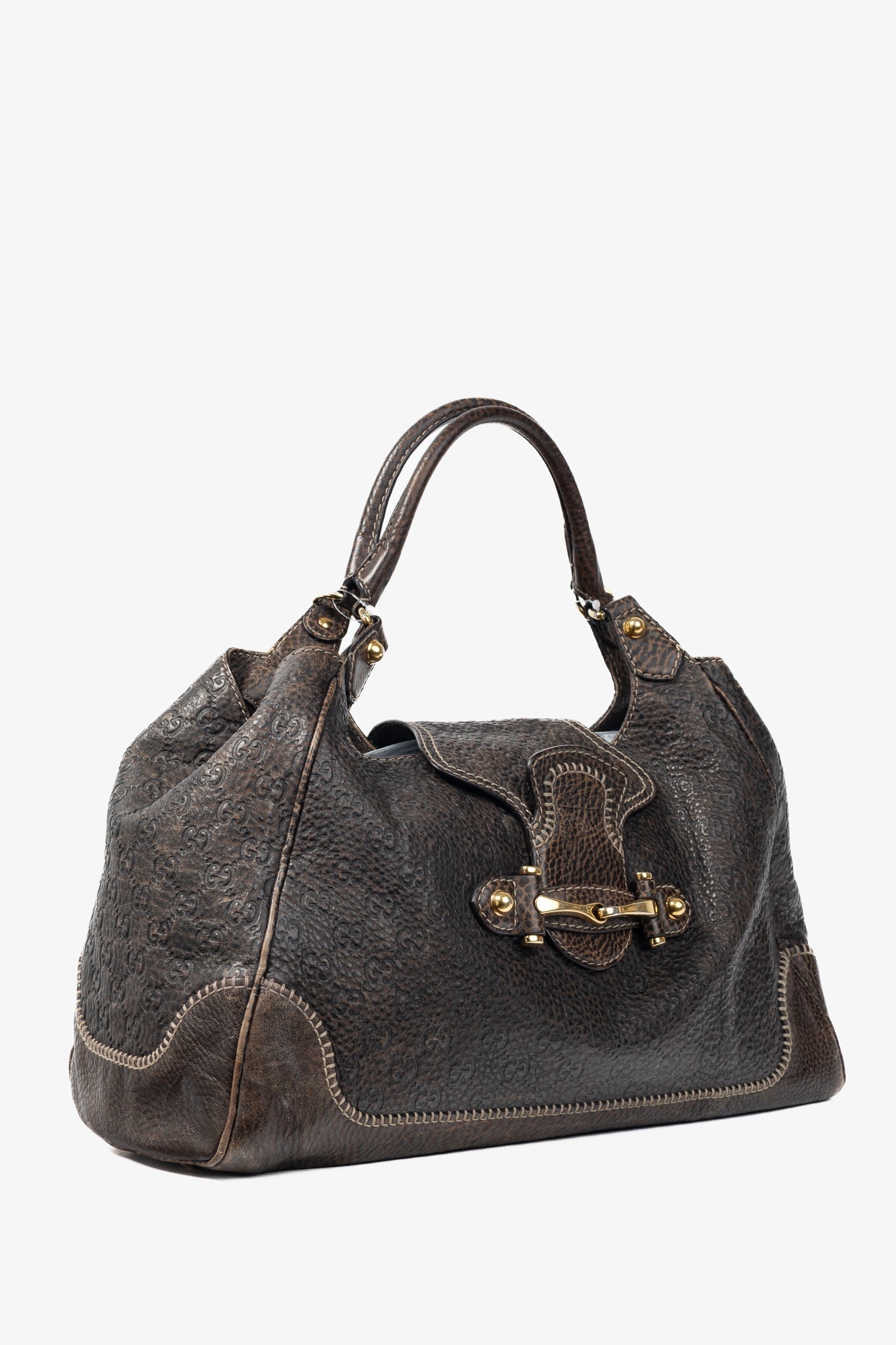 Gucci Lou Monogram Leather Shoulder Bag