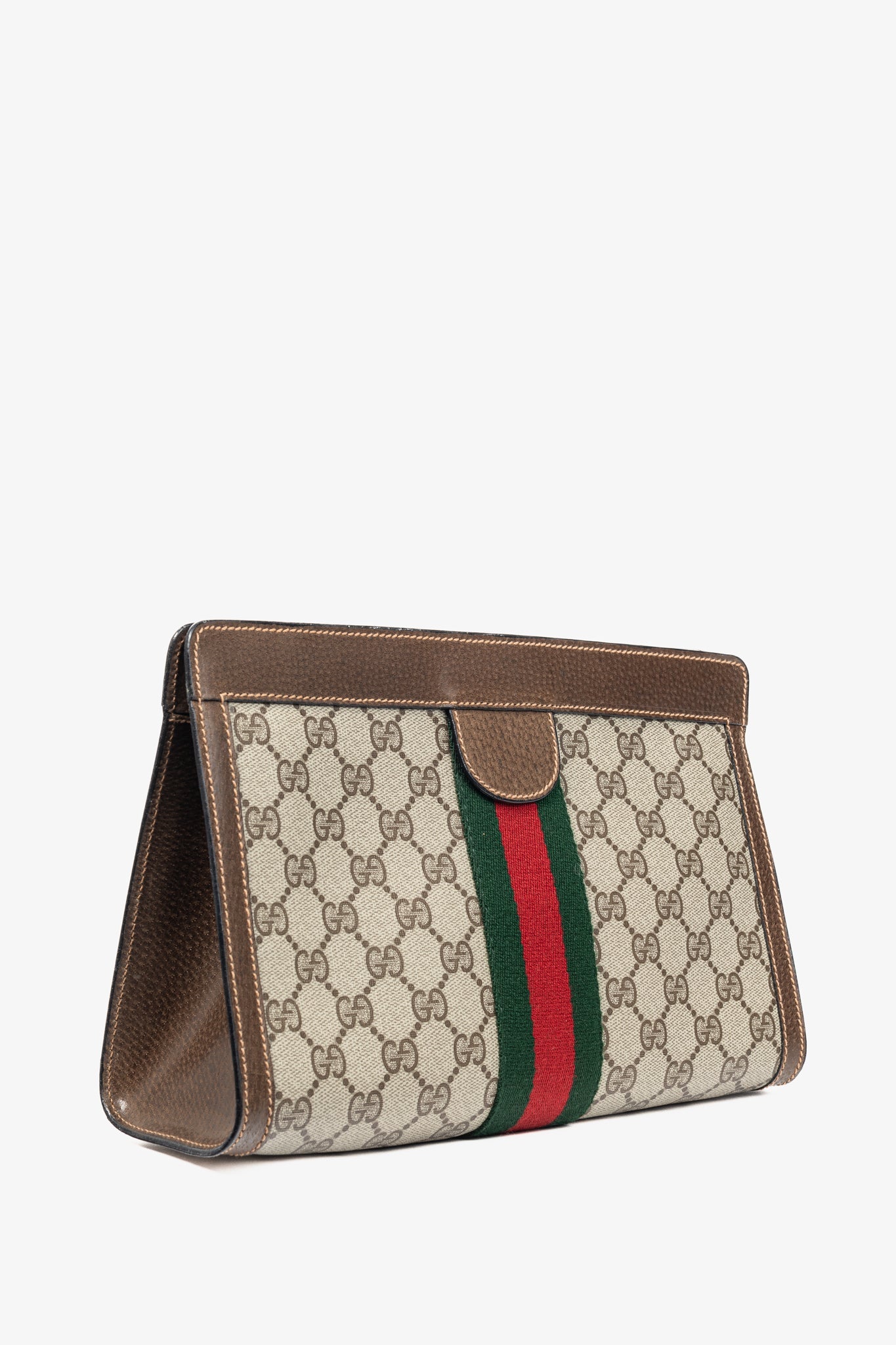 Gucci Monogram Leather Canvas Clutch