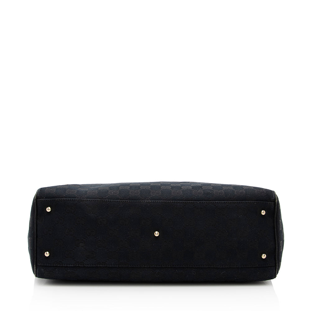 Gucci Vintage GG Canvas Horsebit Small Tote (SHF-19171)
