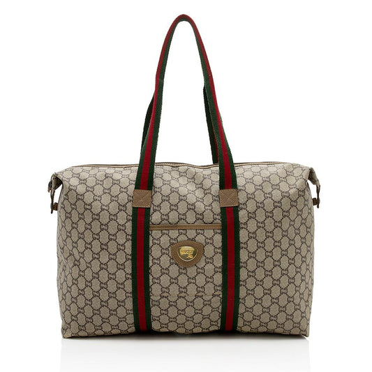 Gucci Vintage GG Plus Web Travel Tote (SHF-12208)